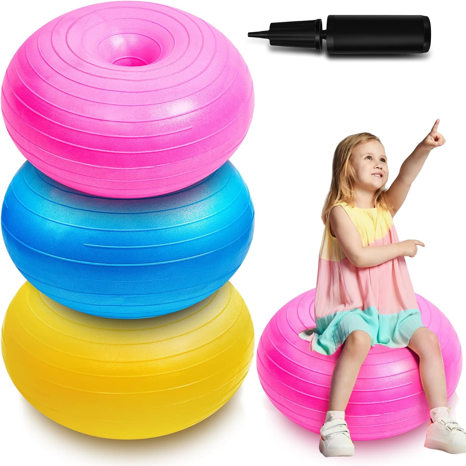 Lewtemi Asiento flexible para el aula, sillas de pelota de yoga elementales de Navidad, regalo para niños, entrenador de equilibrio de estabilidad,