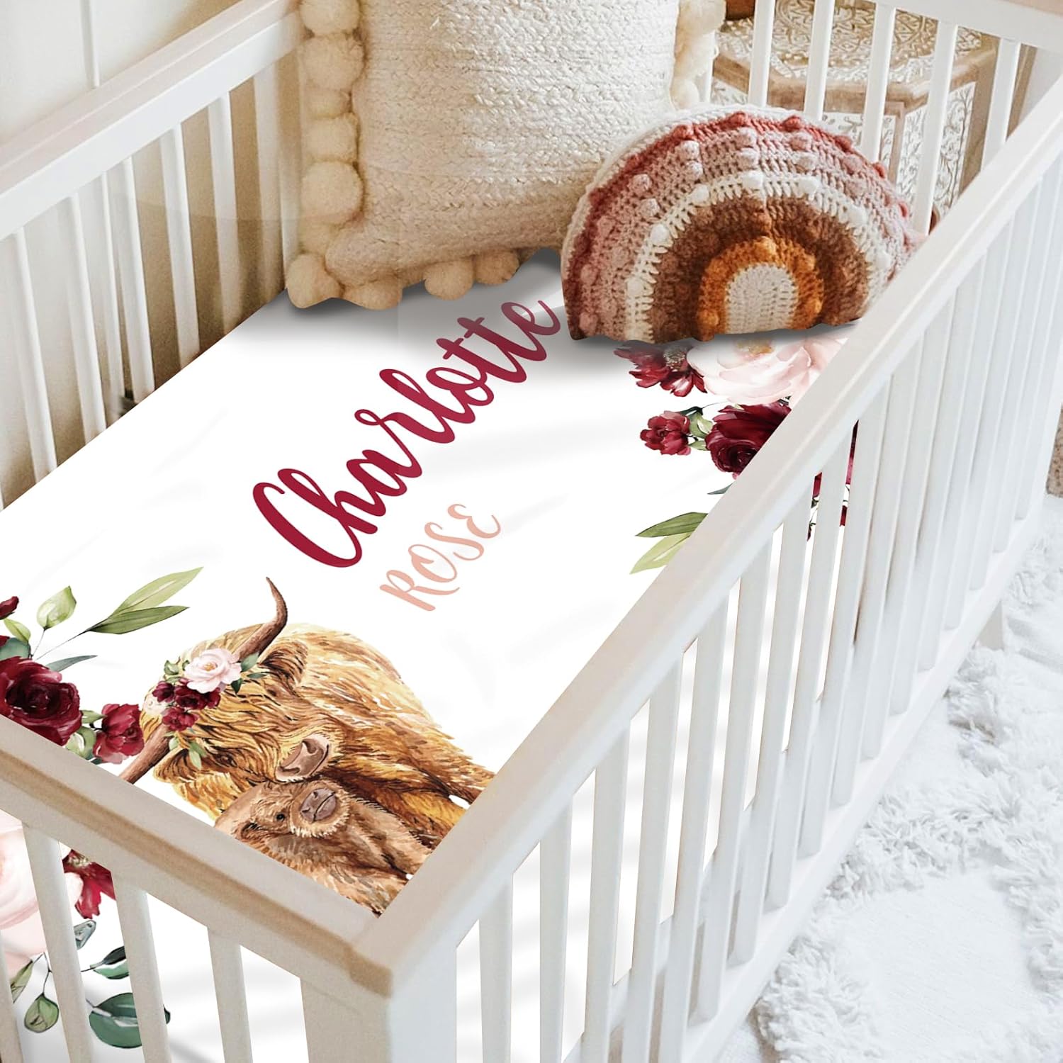 Juego de ropa de cama personalizado para cuna para bebé, juegos de cuna de bebé personalizados con nombre, juego de ropa de cama de guardería,