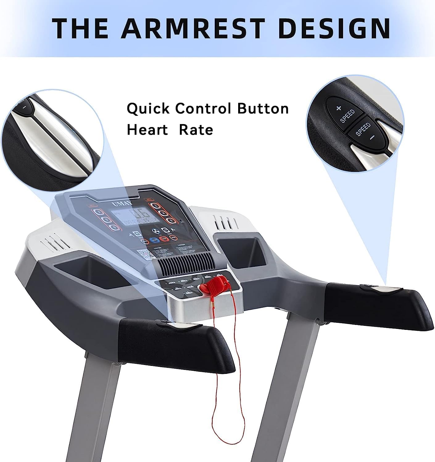 UMAY Treadmill with Auto Incline, Quiet Foldable Treadmills for Home, 12 Preset Programs, Heart Rate Monitor