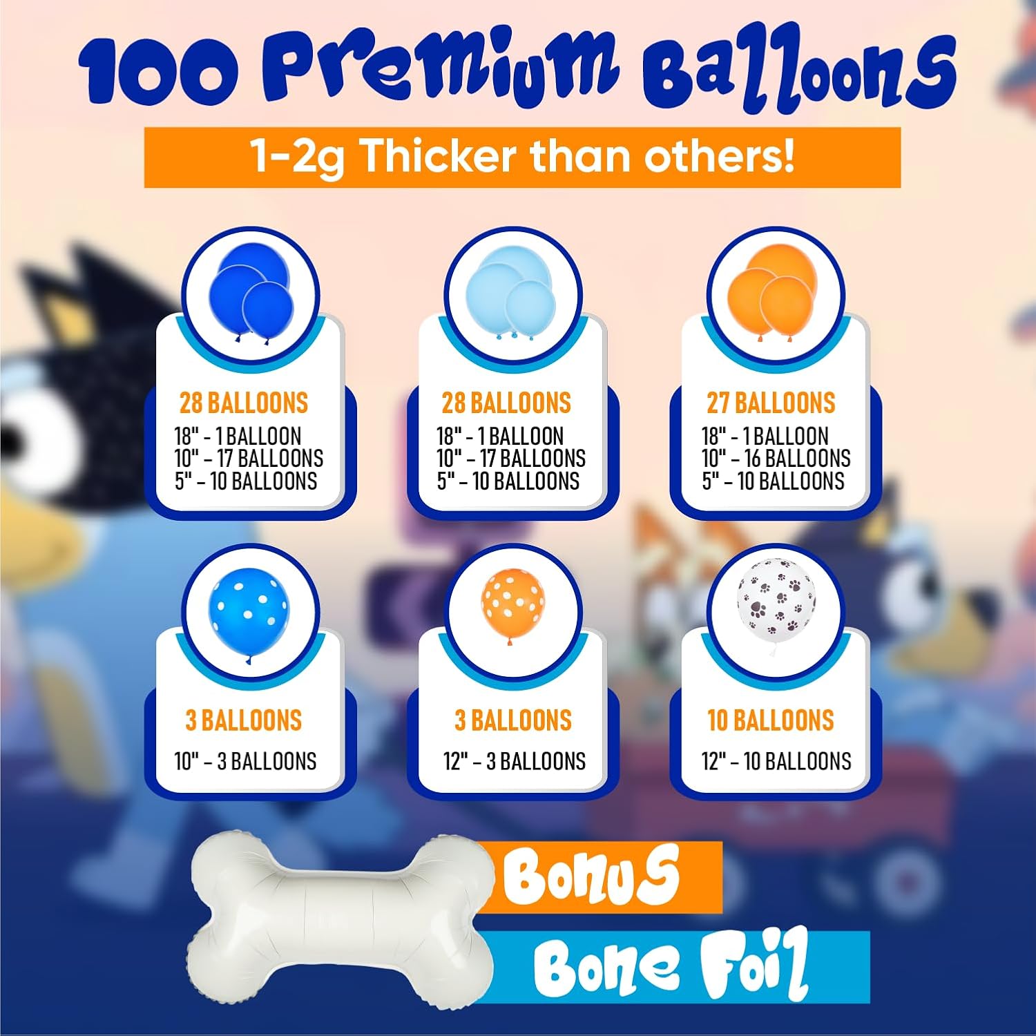 Kit de arco y guirnalda de globos azules todo en 1 con hueso de perro  Globos azules pequeños y grandes para fiesta de cumpleaños en azul y naranja
