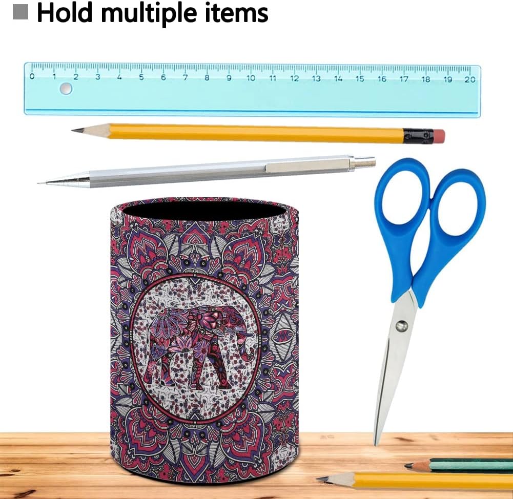 BIGCARJOB Portalápices de poliuretano para escritorio, diseño de elefante bohemio, organizador de papelería para mujeres, regalos de damas, caja de