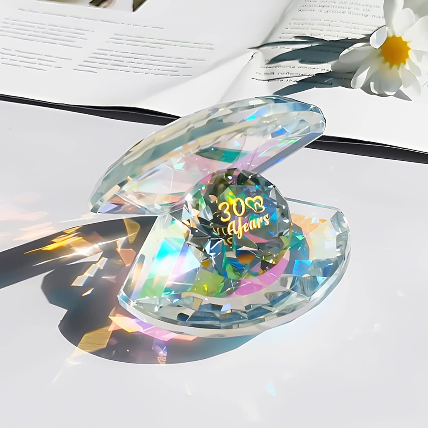 YWHL Figura de cristal de 30 años para esposa, marido, regalo tradicional de 30 aniversario de boda para parejas, regalo creativo de boda de perlas
