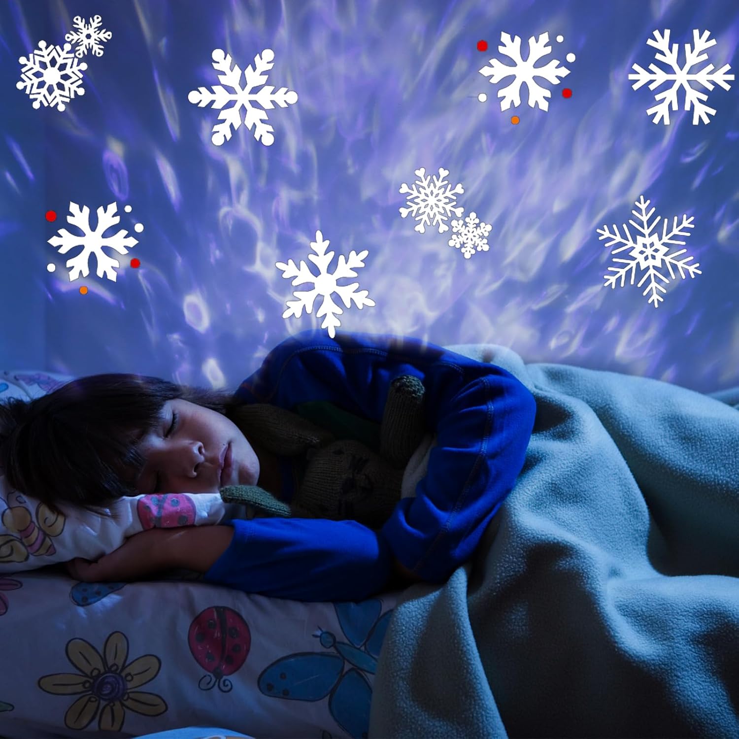 Proyector de luces de Navidad de Halloween para exteriores, 14 diapositivas HD (ondas oceánicas 3D + patrones), luces de paisaje, impermeables, para
