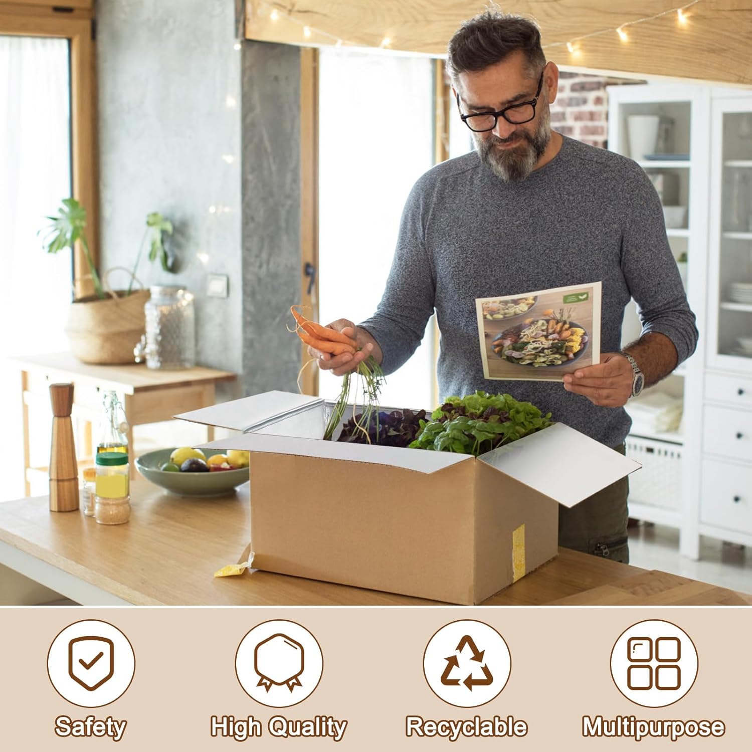 10 cajas de envío aisladas con forro de papel de aluminio, caja de envío térmica térmica para envío de alimentos congelados, caja enfriadora
