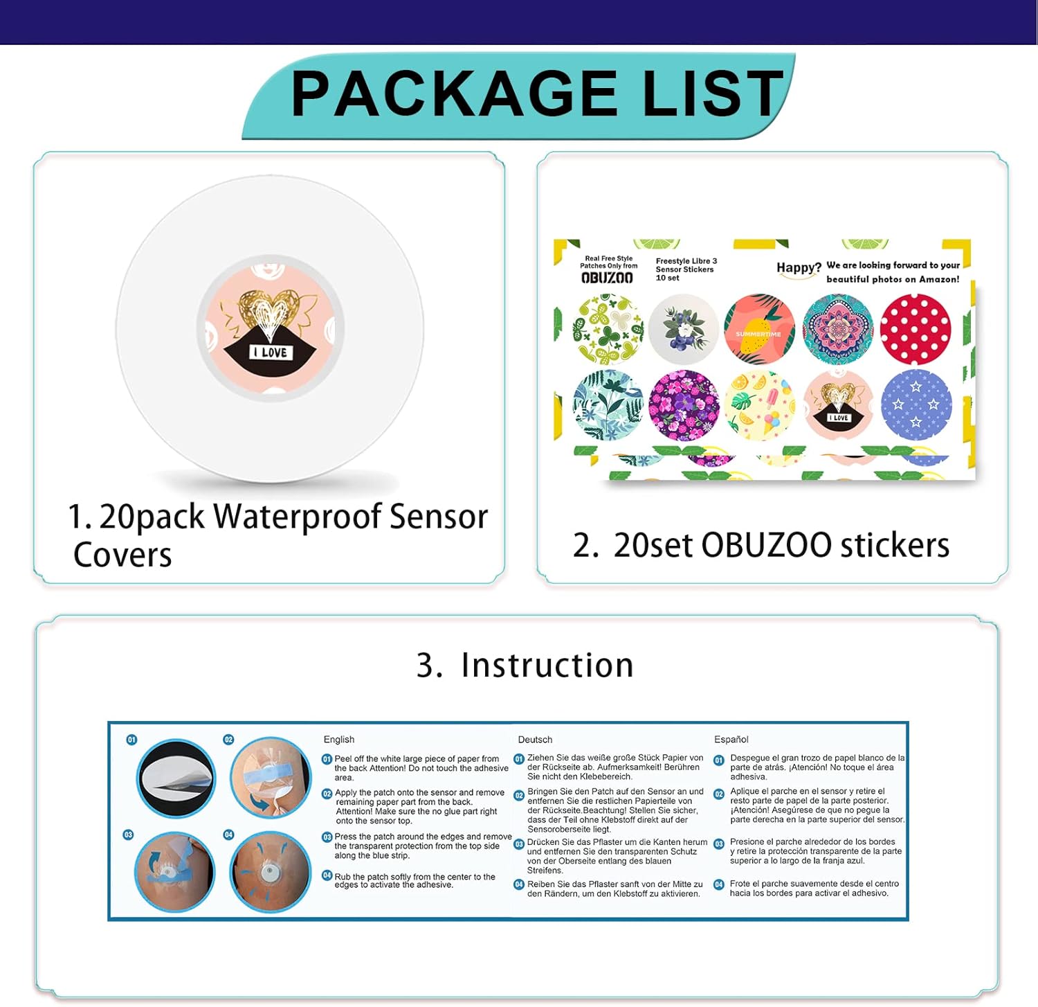 Libre – Juego de 3 cubiertas de sensor y calcomanías de estilo libre para sensor Libre 3, parches adhesivos transparentes hipoalergénicos,