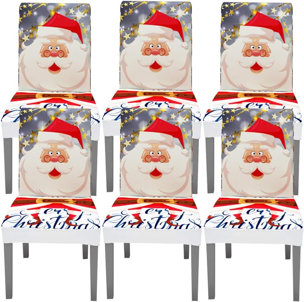 Funda protectora elástica para silla de comedor, de licra, extraíble y lavable, funda protectora para silla con estampado de Navidad para sillas de