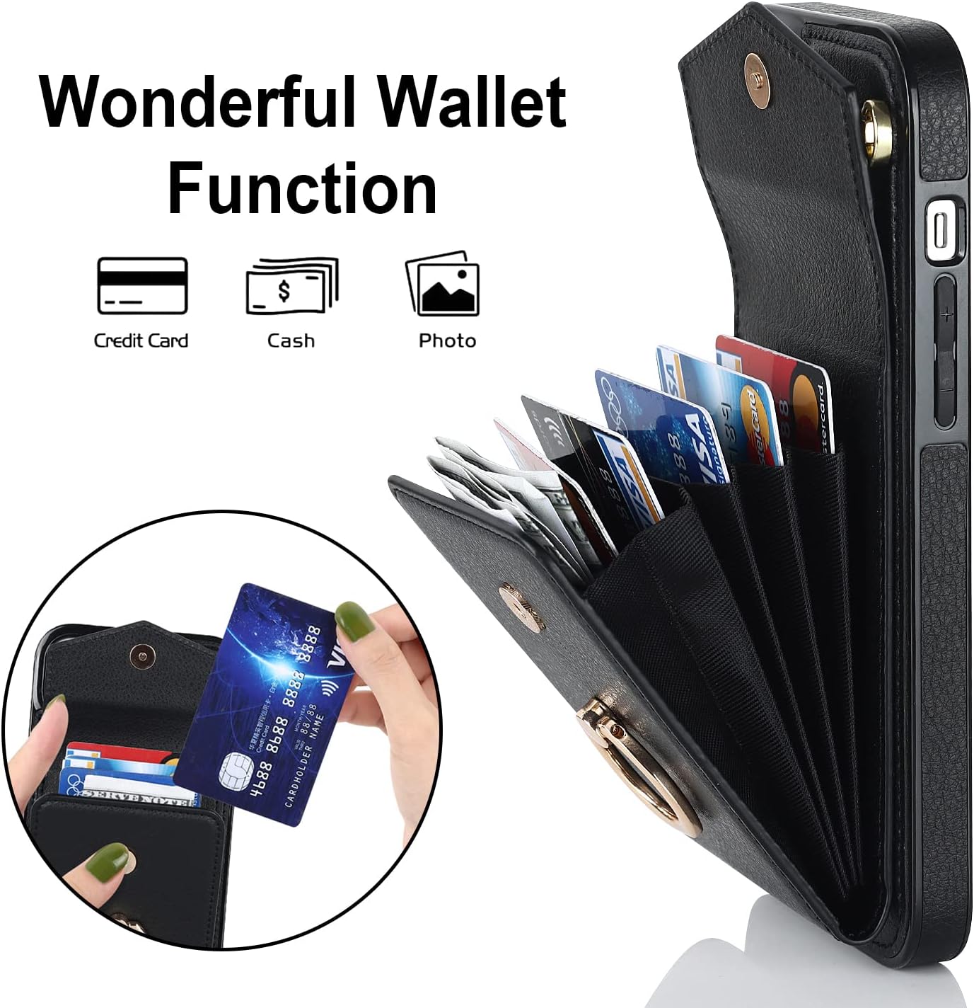 Asuwish Compatible con iPhone 15 Pro Max de 6.7 pulgadas, protector de pantalla y anillo de bloqueo RFID, funda para teléfono celular para