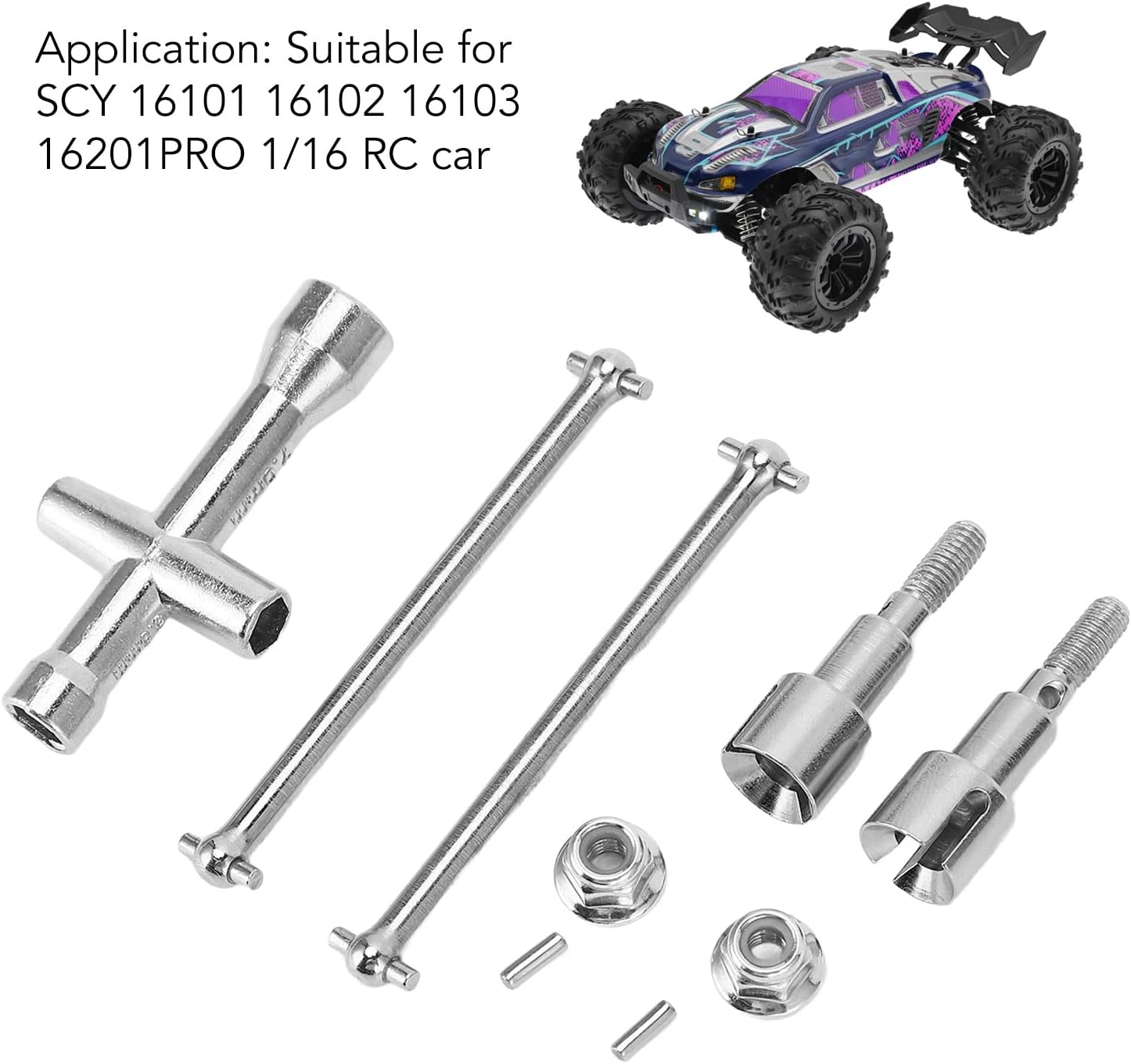 Eje de transmisión trasero RC, eje de transmisión RC de acero de alta dureza para SCY 16101 16102 16103 16201PRO 116 RC Car