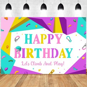 Balterever Decoraciones de fiesta de cumpleaños de escalada para niñas, decoración de fiesta de cumpleaños, escalada en roca, telón de fondo de Balterever Decoraciones de fiesta de cumpleaños de escalada para niñas, decoración de fiesta de cumpleaños, escalada en roca, telón de fondo de