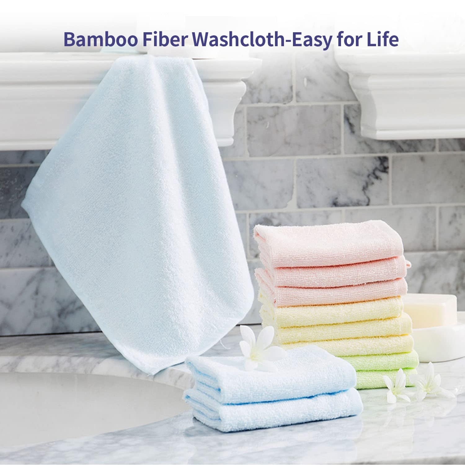 elves Juego de 6 paños de bambú de lujo para bebé, paños de lavado ultrasuaves para cara y cuerpo, toalla pequeña para la cara del bebé niña,