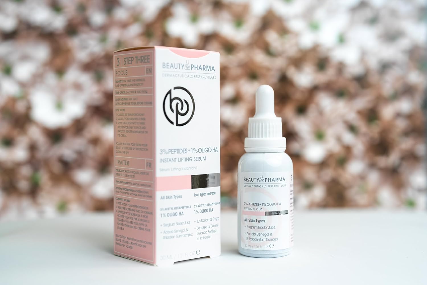 Beauty & Pharma Suero de levantamiento instantáneo 3% péptidos + 1% Oligo HA  Levanta, suaviza y revitaliza tu piel para un resplandor juvenil