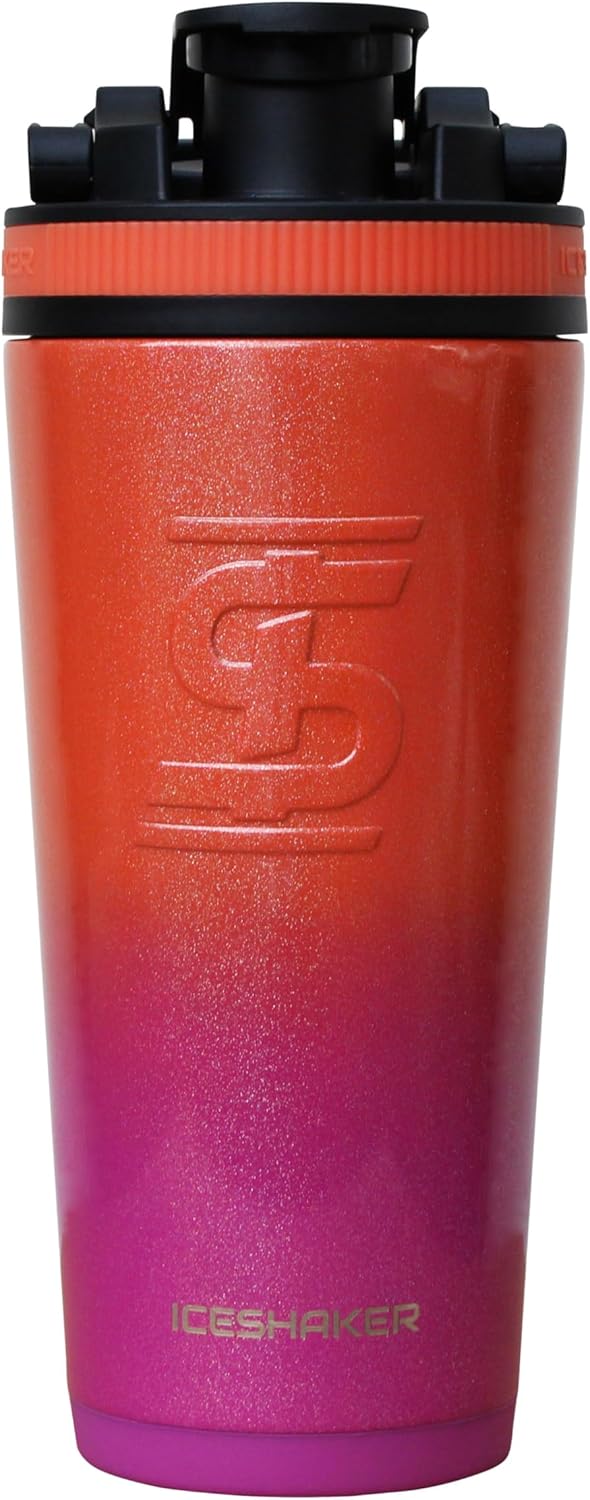 Ice Shaker Botella agitadora de 26 onzas, botella de agua de acero inoxidable y mezclador de proteínas, como se vio en Shark Tank, botella de agua
