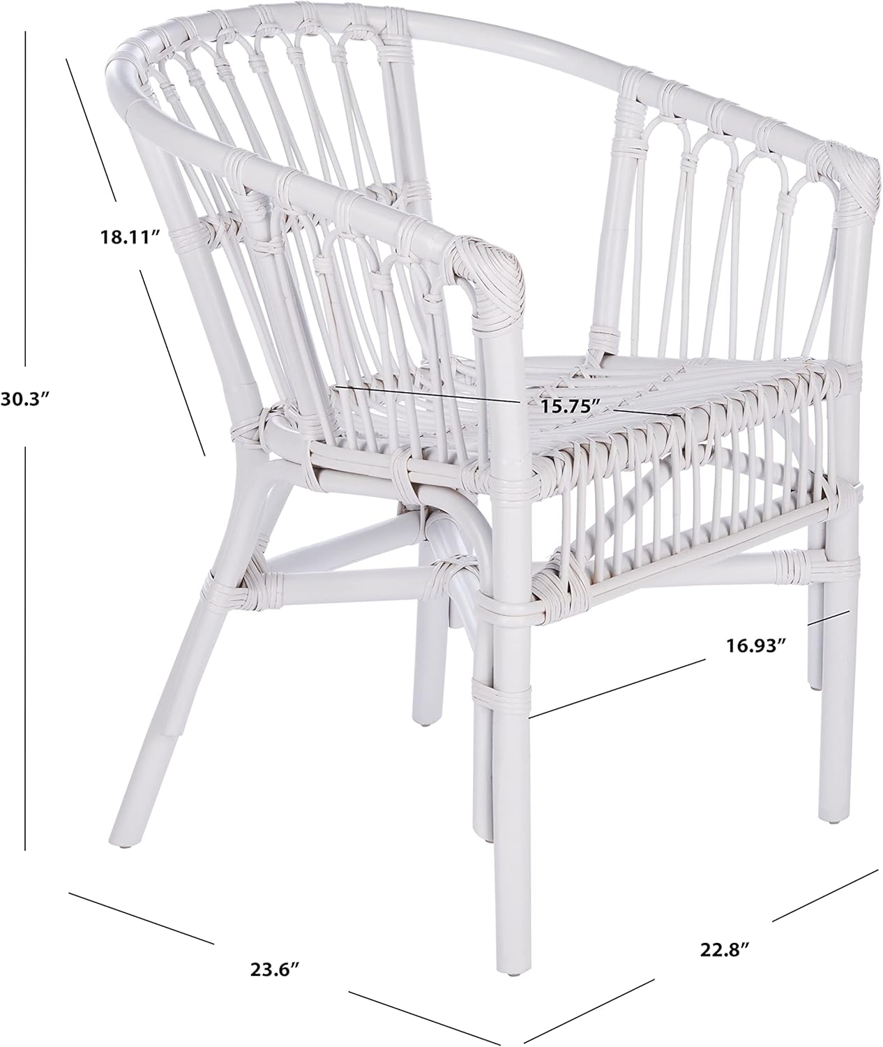 Safavieh Home Adriana Coastal White Rattan (juego de 2) Silla decorativa, 0