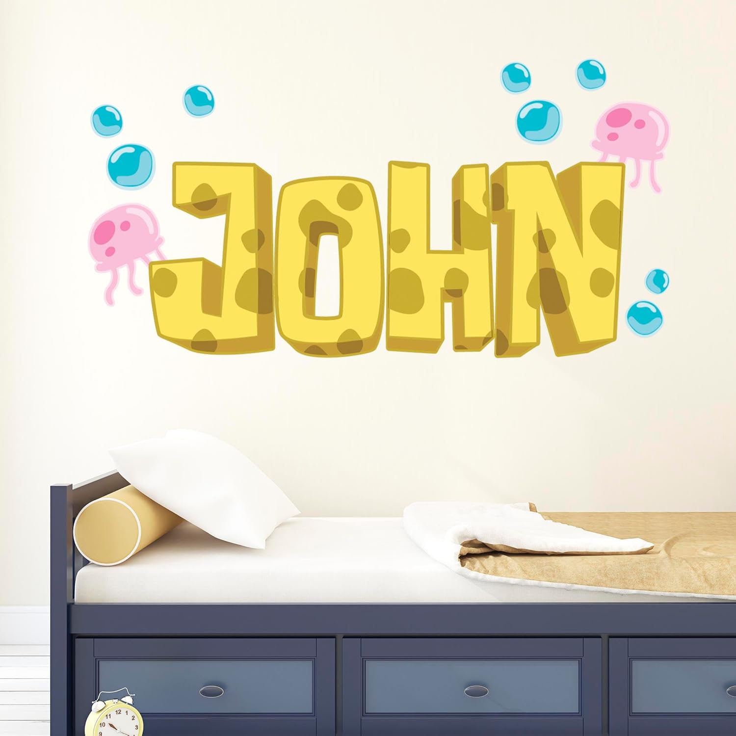 Calcomanía con nombre personalizada inspirada en la parte inferior del bikini divertida calcomanía de pared del océano para la habitación de los