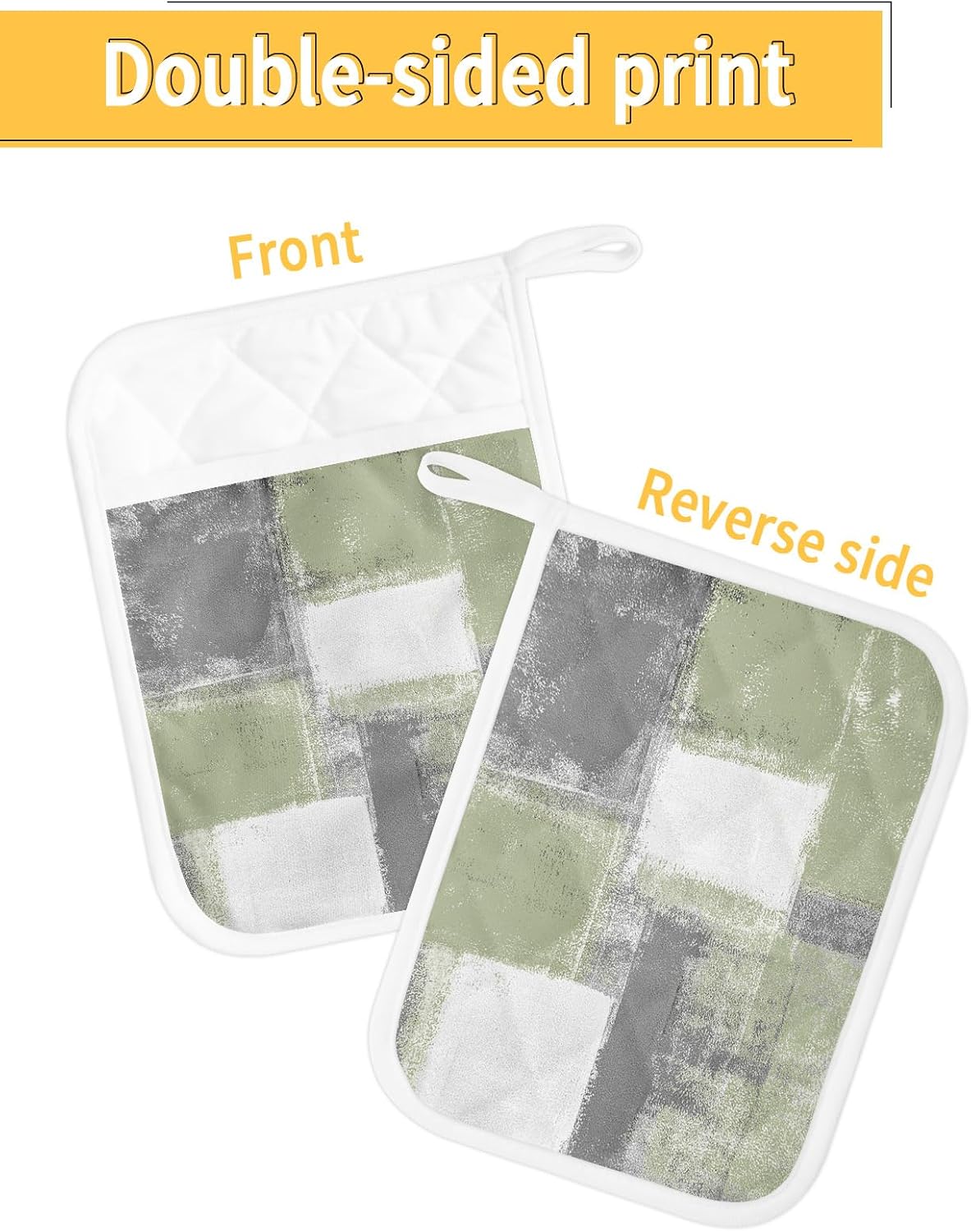 Juego de 2 agarraderas de tela de toalla antideslizantes y aislantes de calor con bolsillo, guantes de horno gruesos para horno, posavasos para