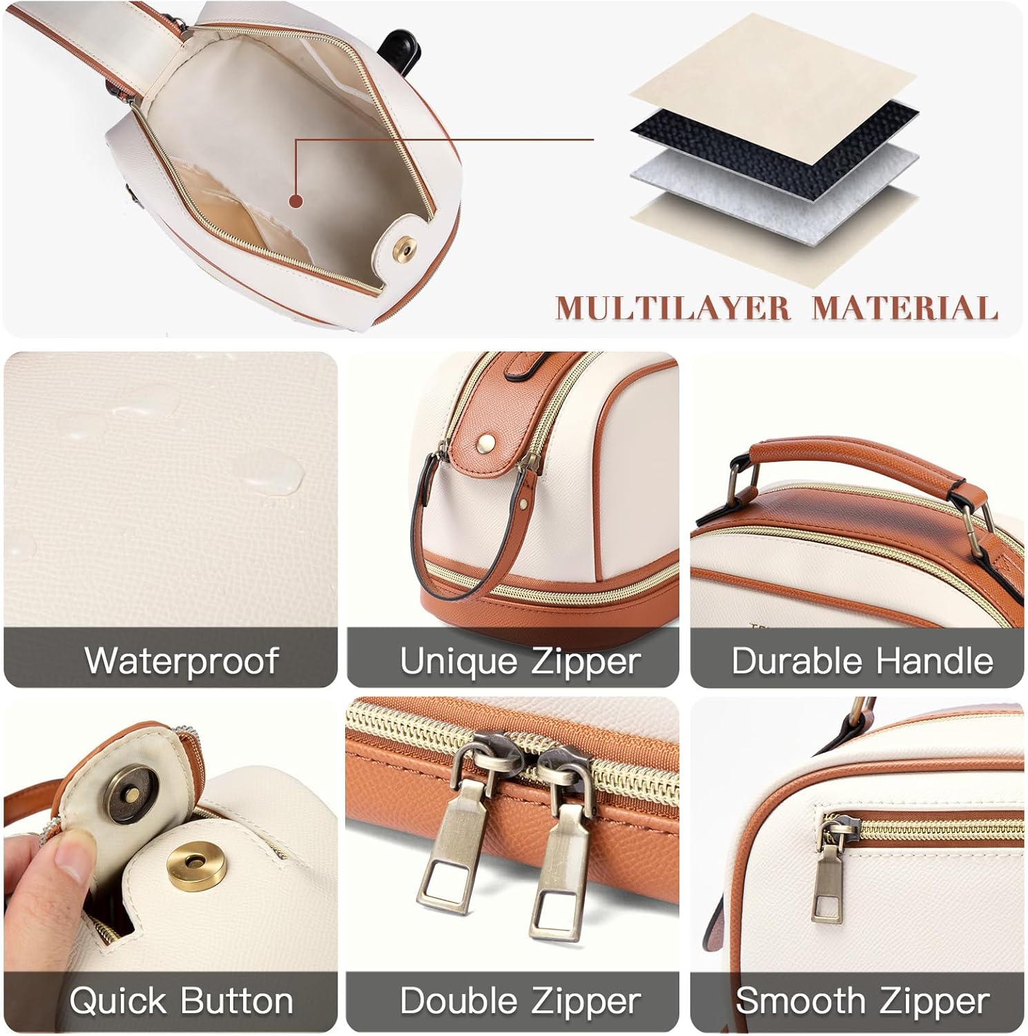 Telena Neceser de viaje para maquillaje, bolsas de cosméticos para mujeres, impermeable, de piel sintética, organizador portátil de gran capacidad,