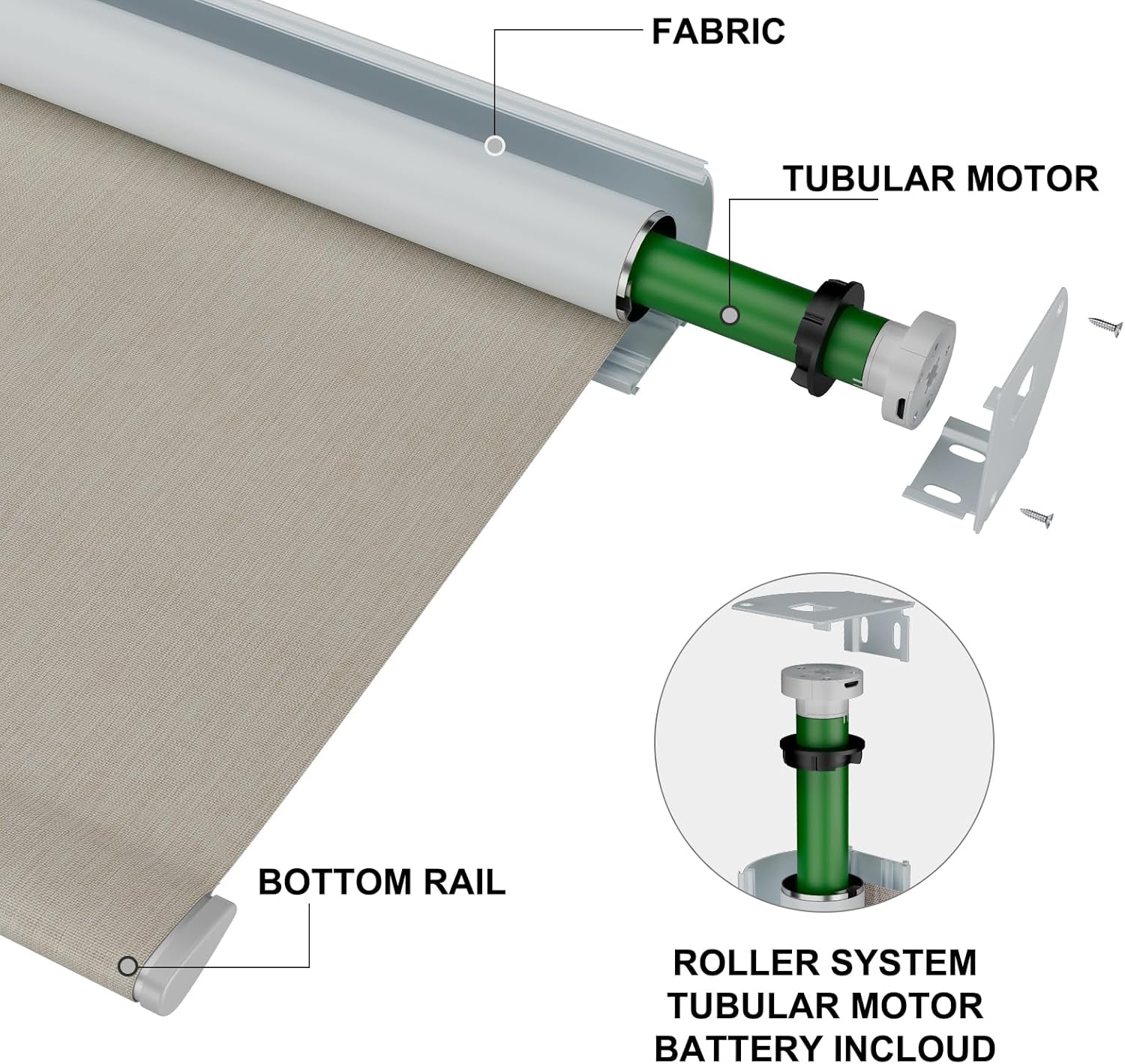 Persianas motorizadas para ventanas, persianas inteligentes con control remoto enrollables, funcionan con Alexa Google Home, persianas opacas