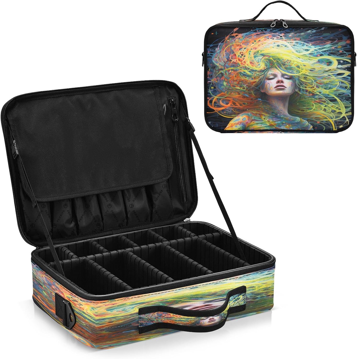 Bolsa de cosméticos de viaje para mujer artística, bolsa de aseo para artículos de tocador, bolsa de almacenamiento de maquillaje, bolso para