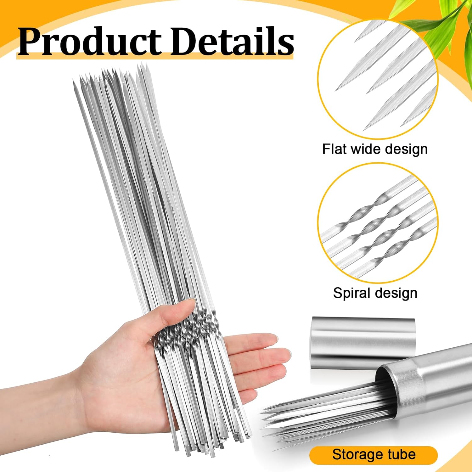 200 pinchos de metal para asar brochetas de acero inoxidable de 13.78 pulgadas para barbacoa, brochetas de parrilla reutilizables, tubo de