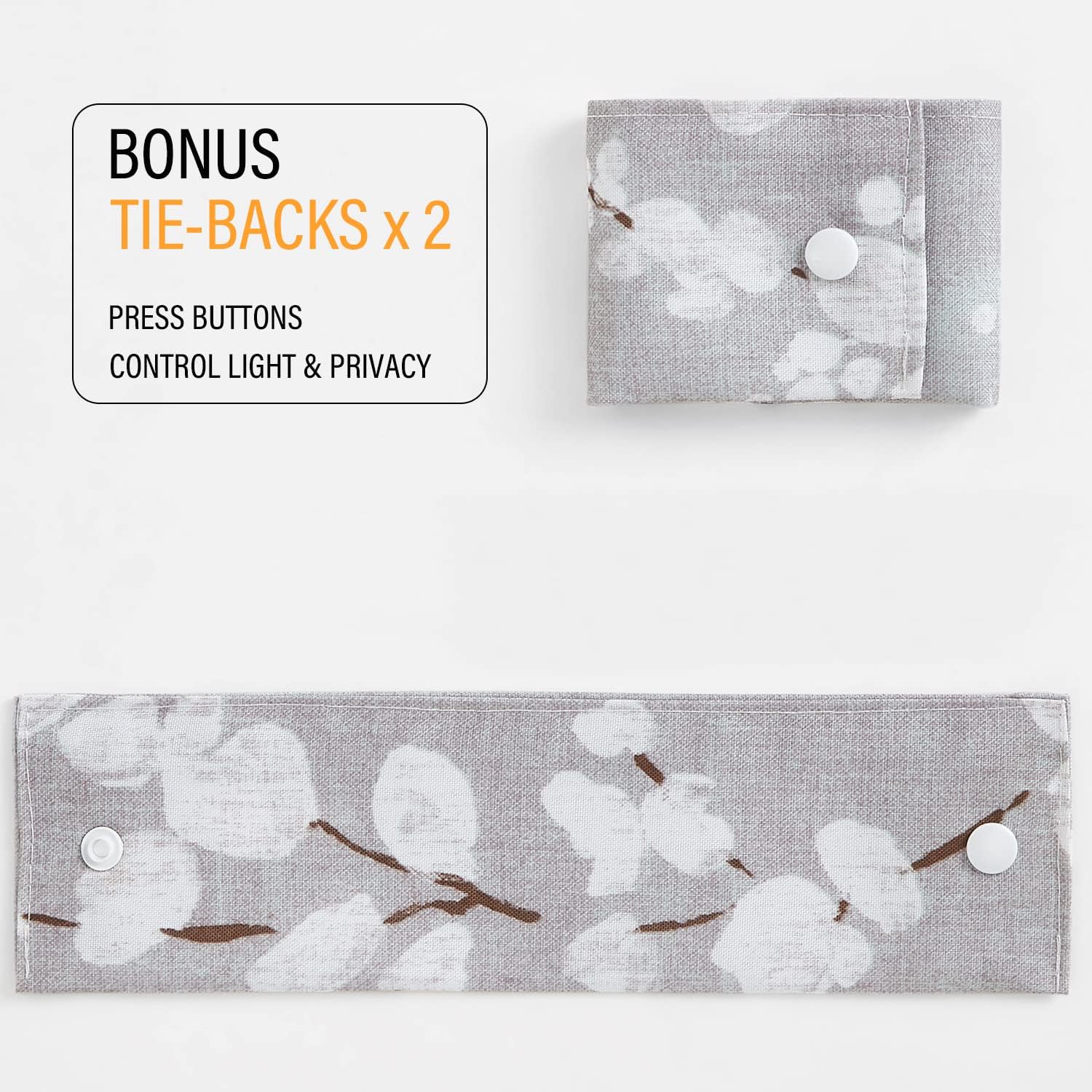 FMFUNCTEX Cortinas semitransparentes para puerta francesa de 40 pulgadas de largo, filtro de luz floral, color gris pardo, paneles de cortina para
