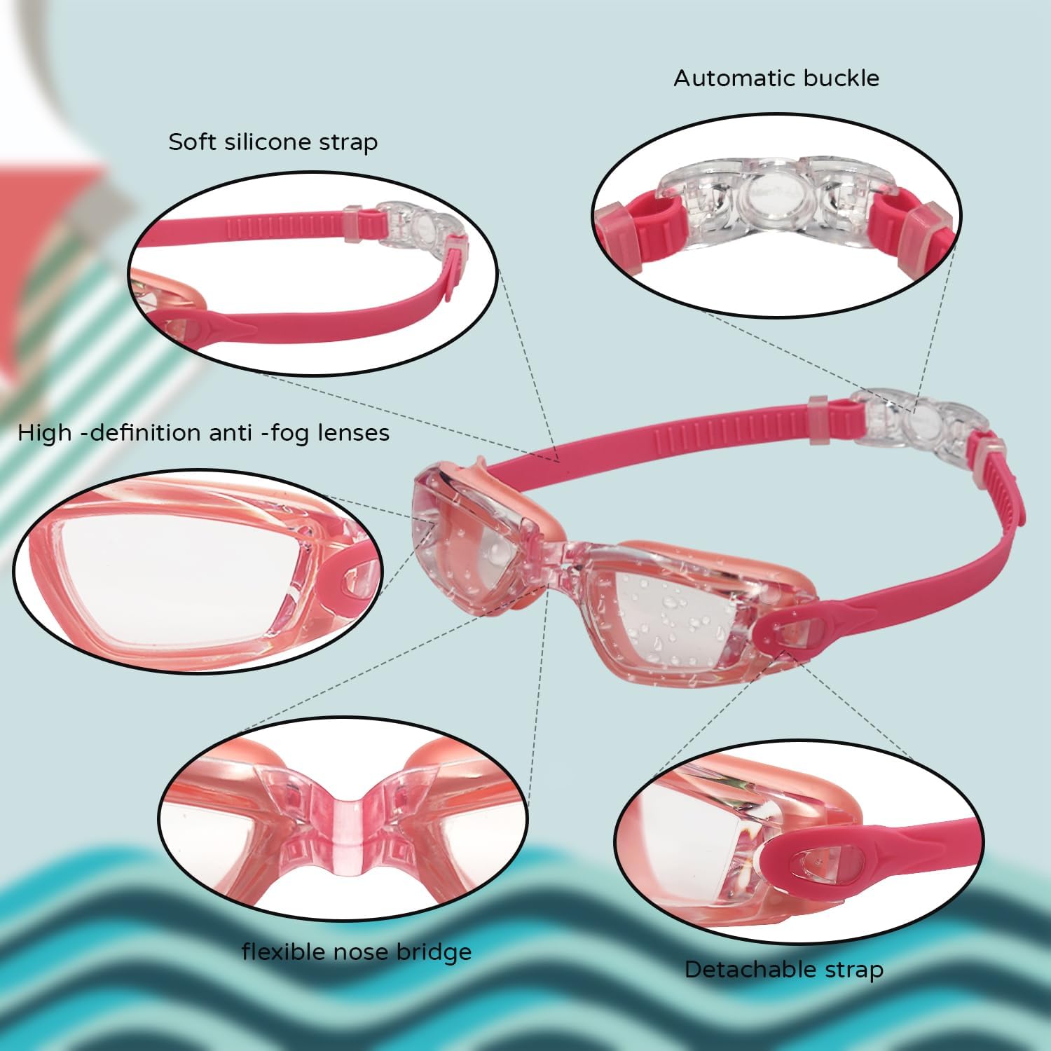 Sinca Gafas de natación para niños, paquete de 2 unidades, impermeables, antiniebla, anti-UV, gafas de natación para niños y niñas