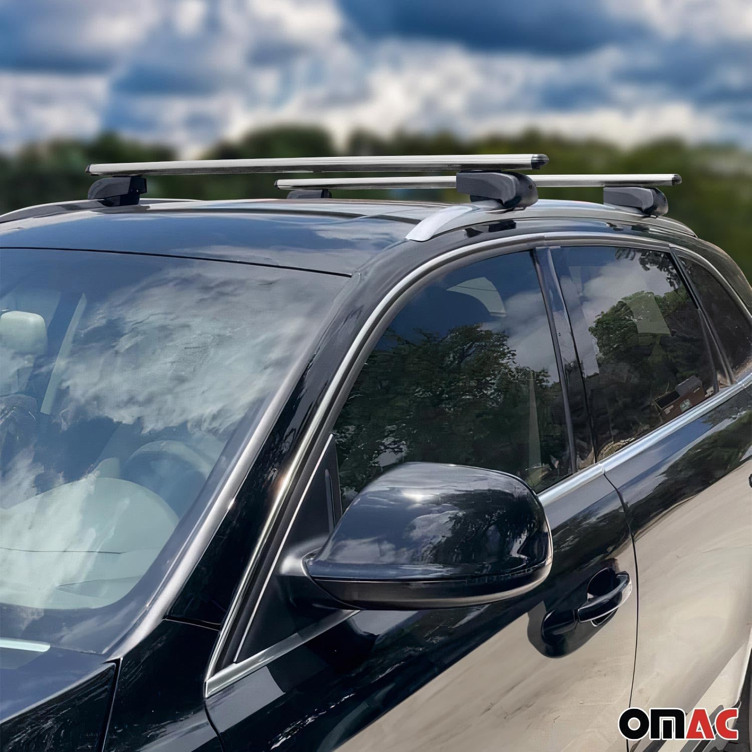 OMAC Portaequipajes con cerradura para Mazda CX-90 2024, color gris, 2 piezas antirrobo para viajes, kayak, canoa, surf, esquí, snowboard, camping