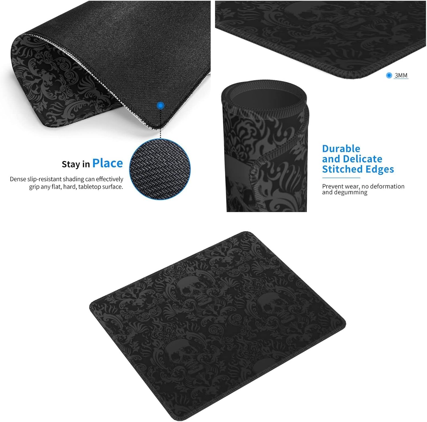 TWITED Alfombrilla para mouse, tejida a máquina, Overlock, posicionamiento de precisión, alfombrilla de mouse de goma antideslizante para juegos