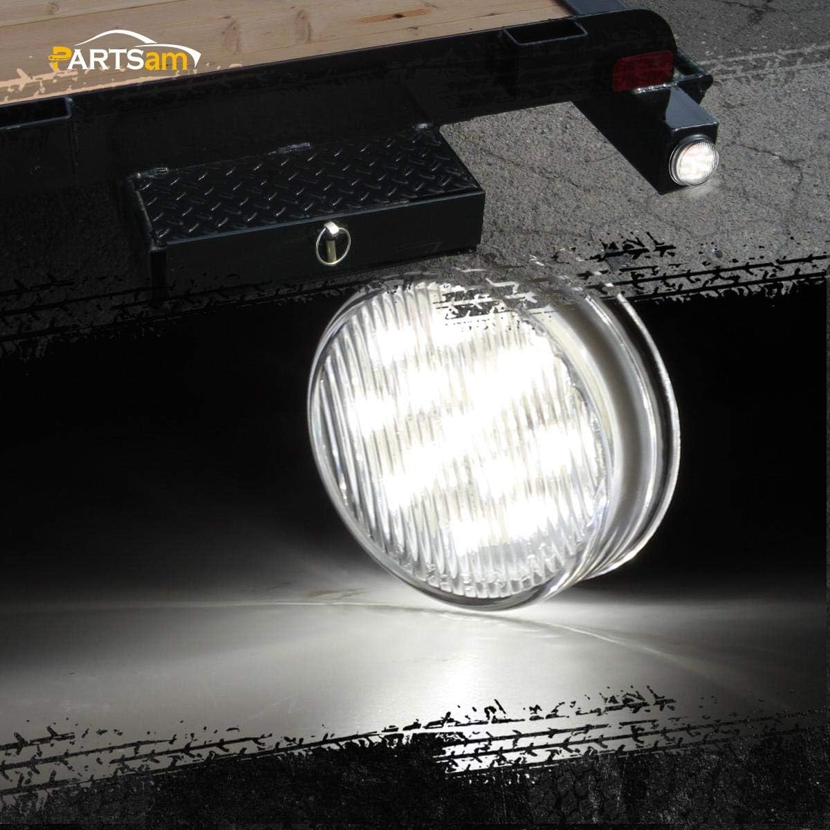 Partsam 2 piezas de 2.5 pulgadas, marcador lateral redondo blanco y luces de liquidación, luces de respaldo inversas, 13 diodos, ojalescoletas,