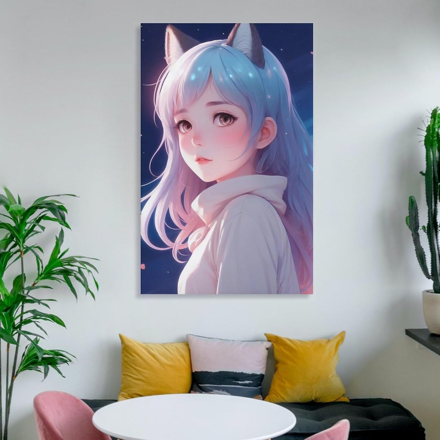 Póster de anime japonés Beauty Girl (7) Póster artístico de pared con desplazamiento en lienzo, cuadro de pintura para sala de estar, decoración del
