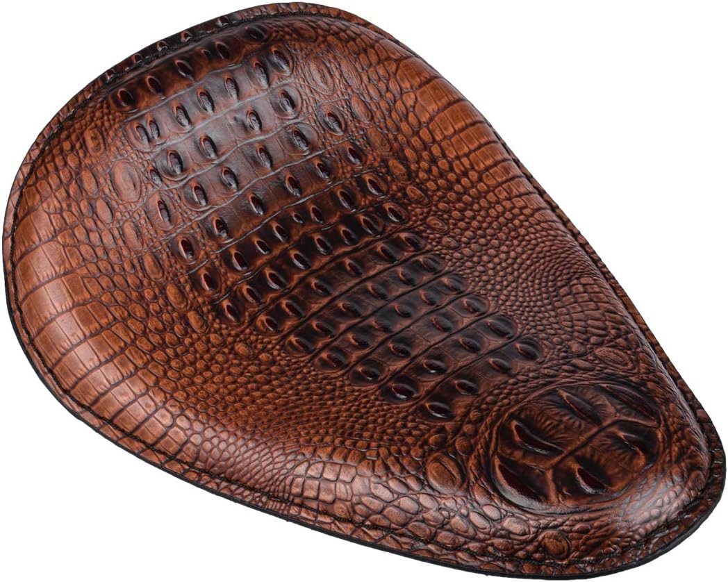 Silla de montar universal de piel de cocodrilo para motocicleta, cojín de asiento individual para
