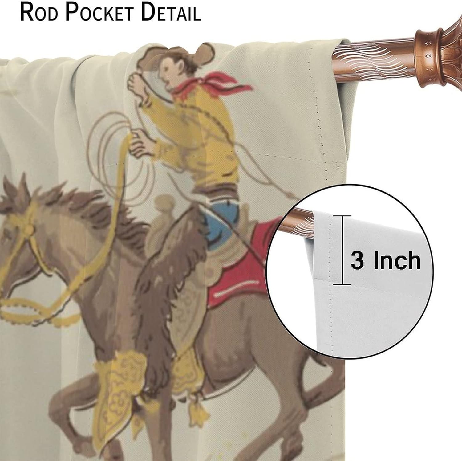 Cortina opaca de vaquero para ventana, estilo retro, del desierto occidental, para ventana, equitación, caballo, águila india, para dormitorio, sala