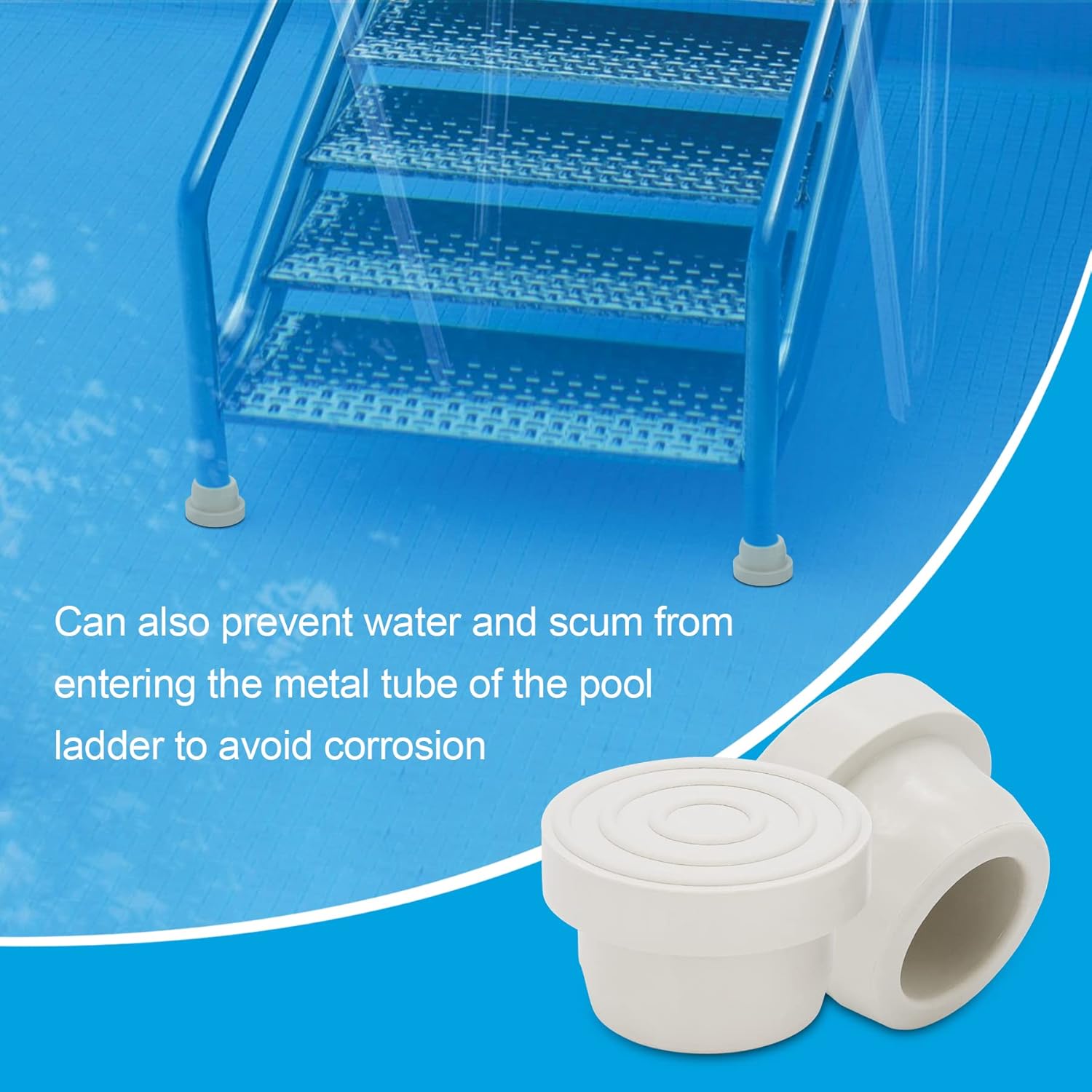 Parachoques de escalera de piscina para piscina enterrada  Tapones de goma para escalera interior de piscina, ajuste blanco, tubo de escalera de 1.9