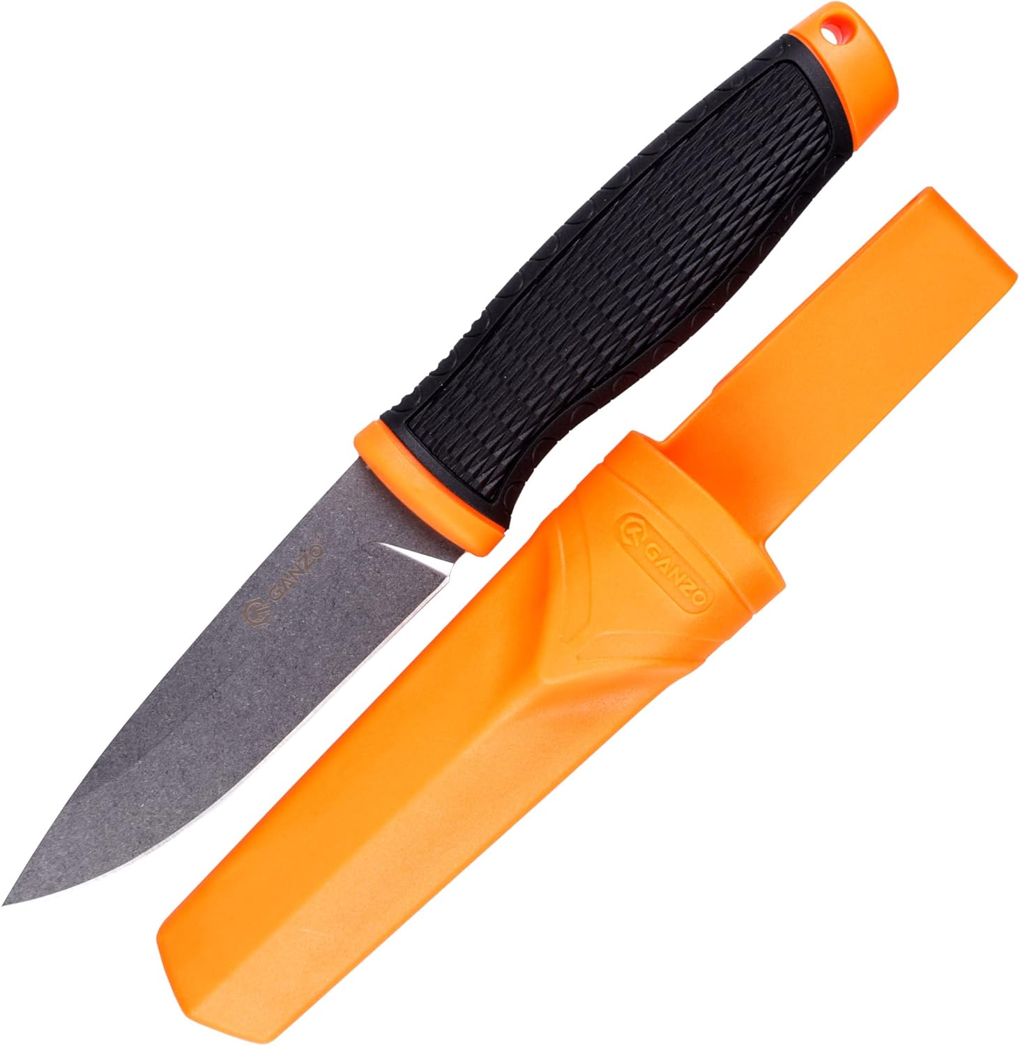 Ganzo G806-OR Cuchillo de hoja fija 8CR14 Hoja de acero inoxidable Mango ergonómico antideslizante Camping Caza Pesca al aire libre EDC Cuchillo con