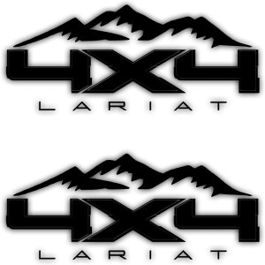 4X4 Mountain Bedside Vinyl Decal for Ford Lariat Trucks Matte Black 4X4 Mountain Bedside Vinyl Decal for Ford Lariat Trucks Matte Black