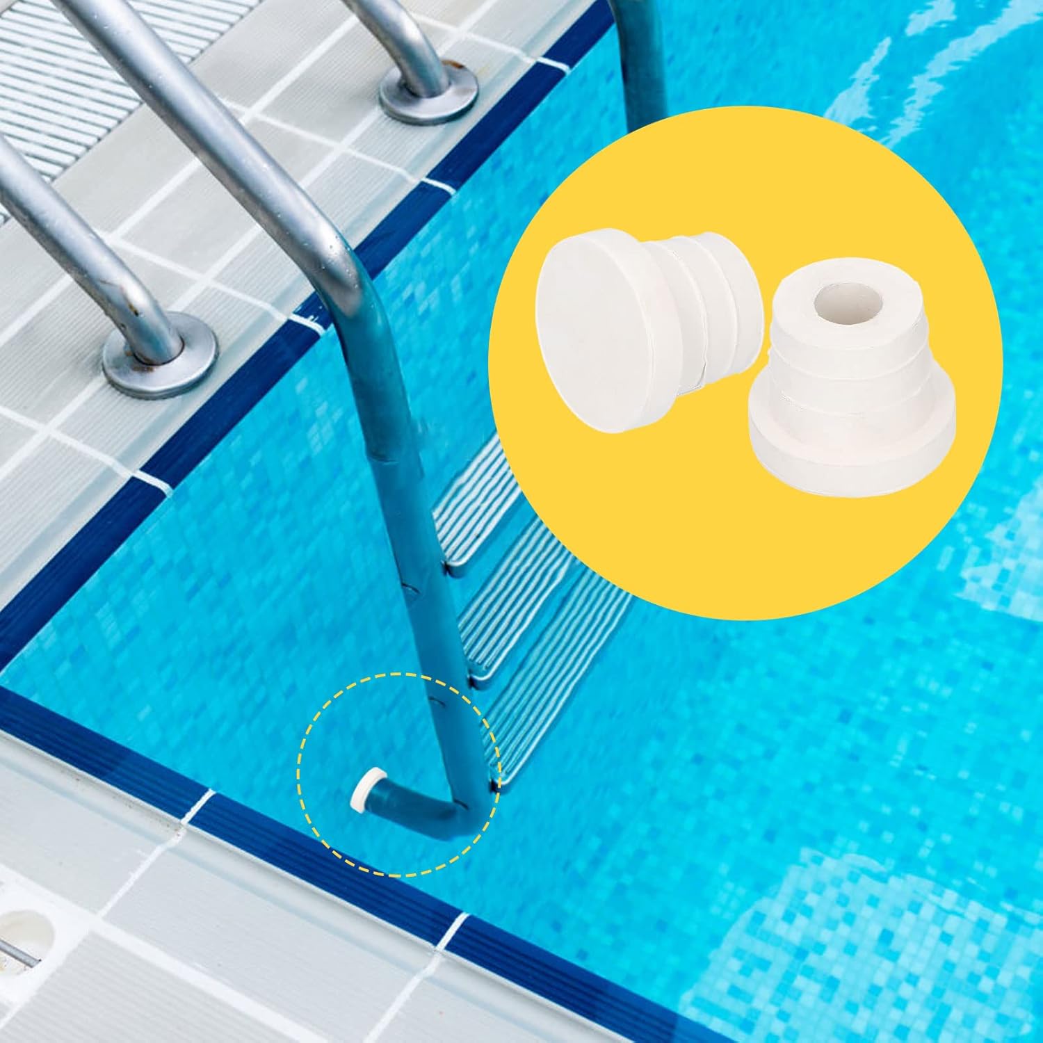 Parachoques de escalera de piscina, 2 piezas de tapón de goma de repuesto para protección de seguridad, suministros de piscina, enchufe de goma para