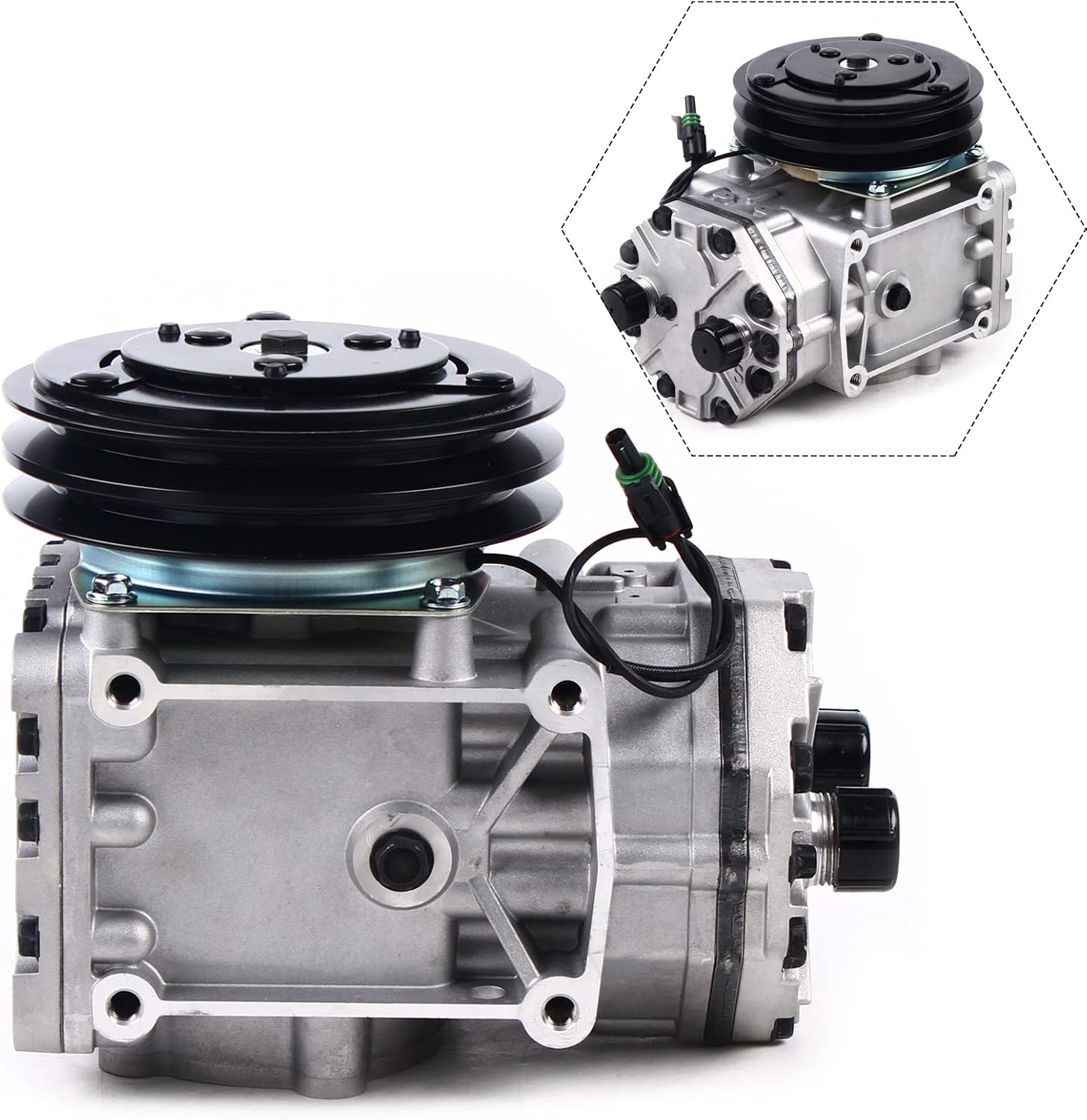 Compresor de CA del AC con embrague de 2 ranuras para 1996-1999 para Freightliner Peterbilt Kenworth-CFC688-21589 10.0L