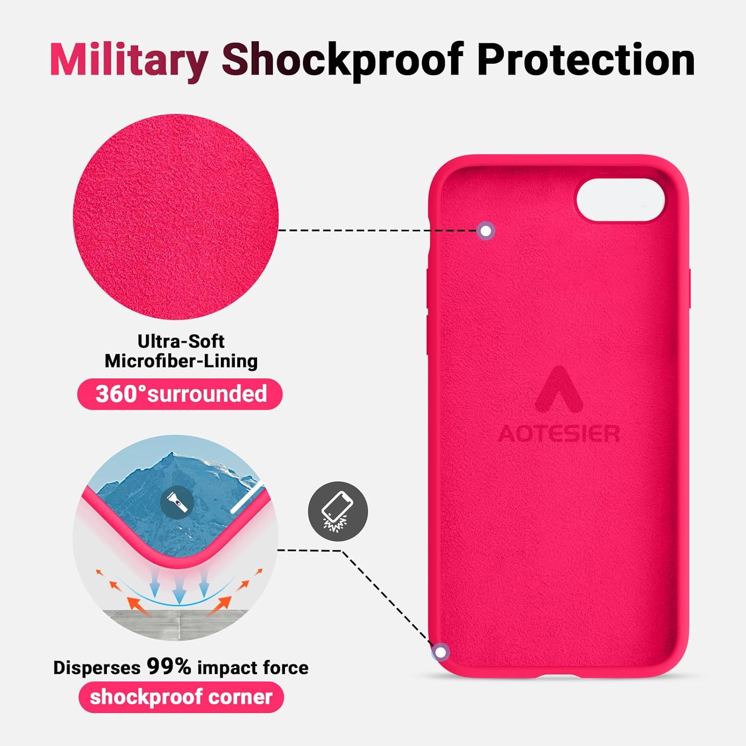 AOTESIER Funda compatible con iPhone SE y iPhone 8 de 4.7 pulgadas, sedoso al tacto, goma de silicona suave de alta calidad, antihuellas, cuerpo