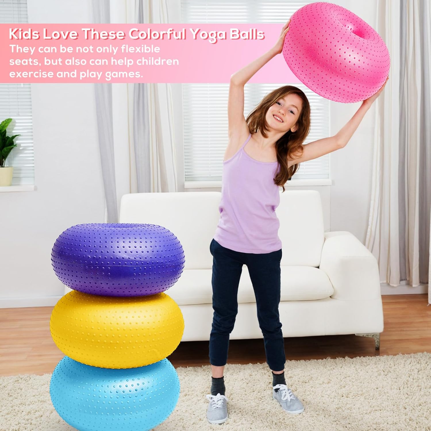 4 piezas de asientos flexibles mejorados con punto de masaje para aula, sillas de pelota de yoga elementales para niños, entrenamiento de