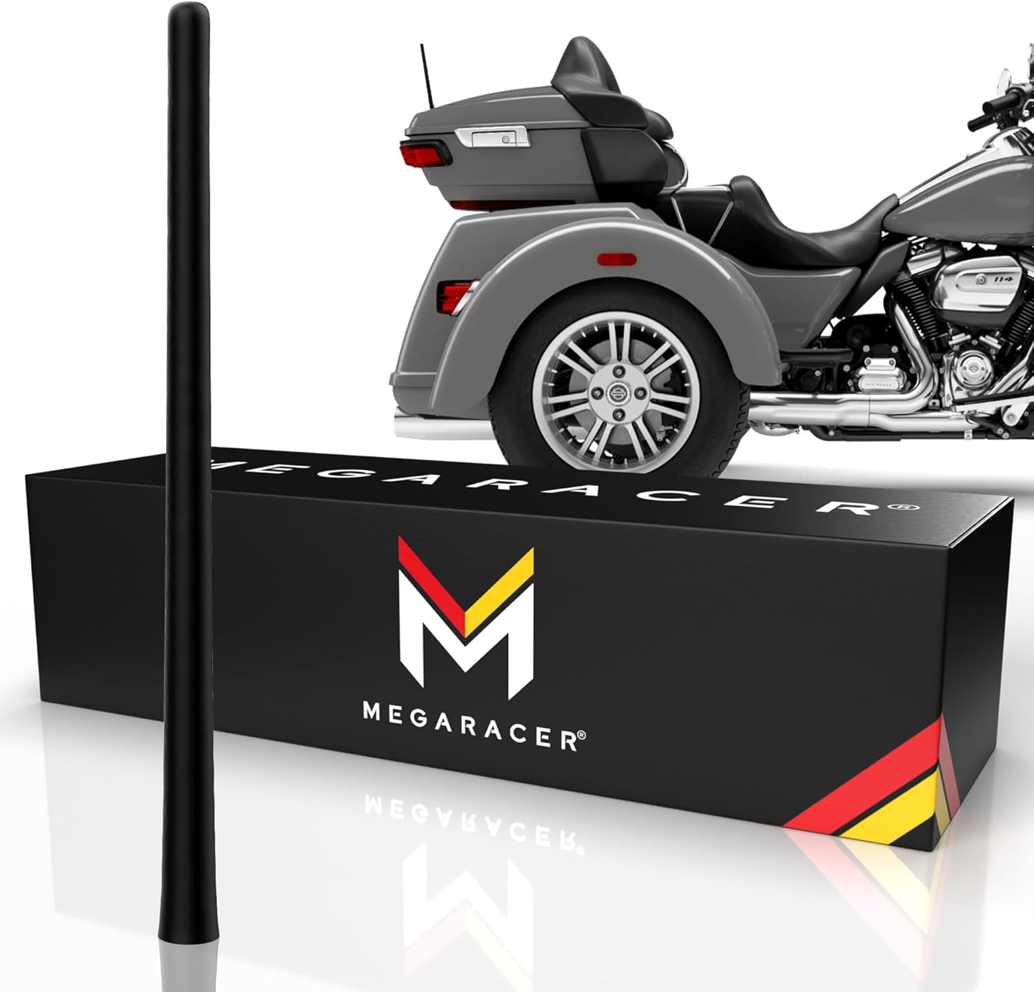 Mega Racer Antena de motocicleta negra de 7 pulgadas para Harley Davidson todos los modelos 1989-2023, antena de flexión flexible, repuesto