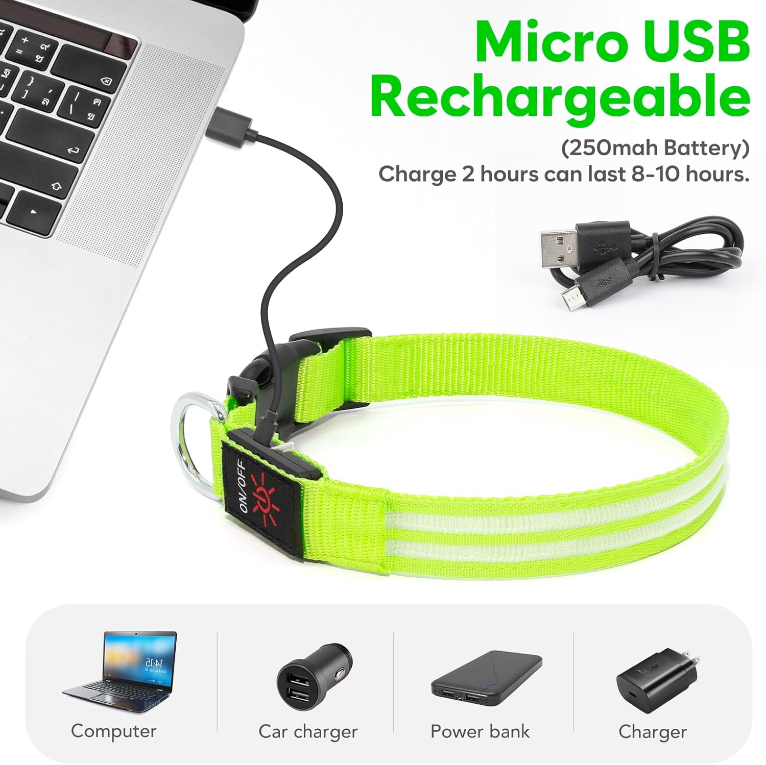 Collares de perro con luces LED recargables, collares de perro que brillan en la oscuridad, para seguridad nocturna, collar de cachorro iluminado,