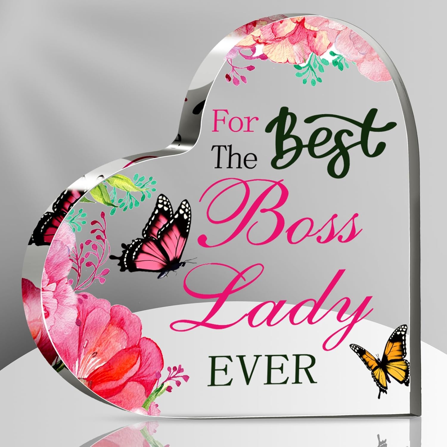 BossLady – Regalo de corazón de acrílico para mujer, mejor jefa de todos los tiempos, pisapapeles, jefa, dama, regalo de escritorio, recuerdo,