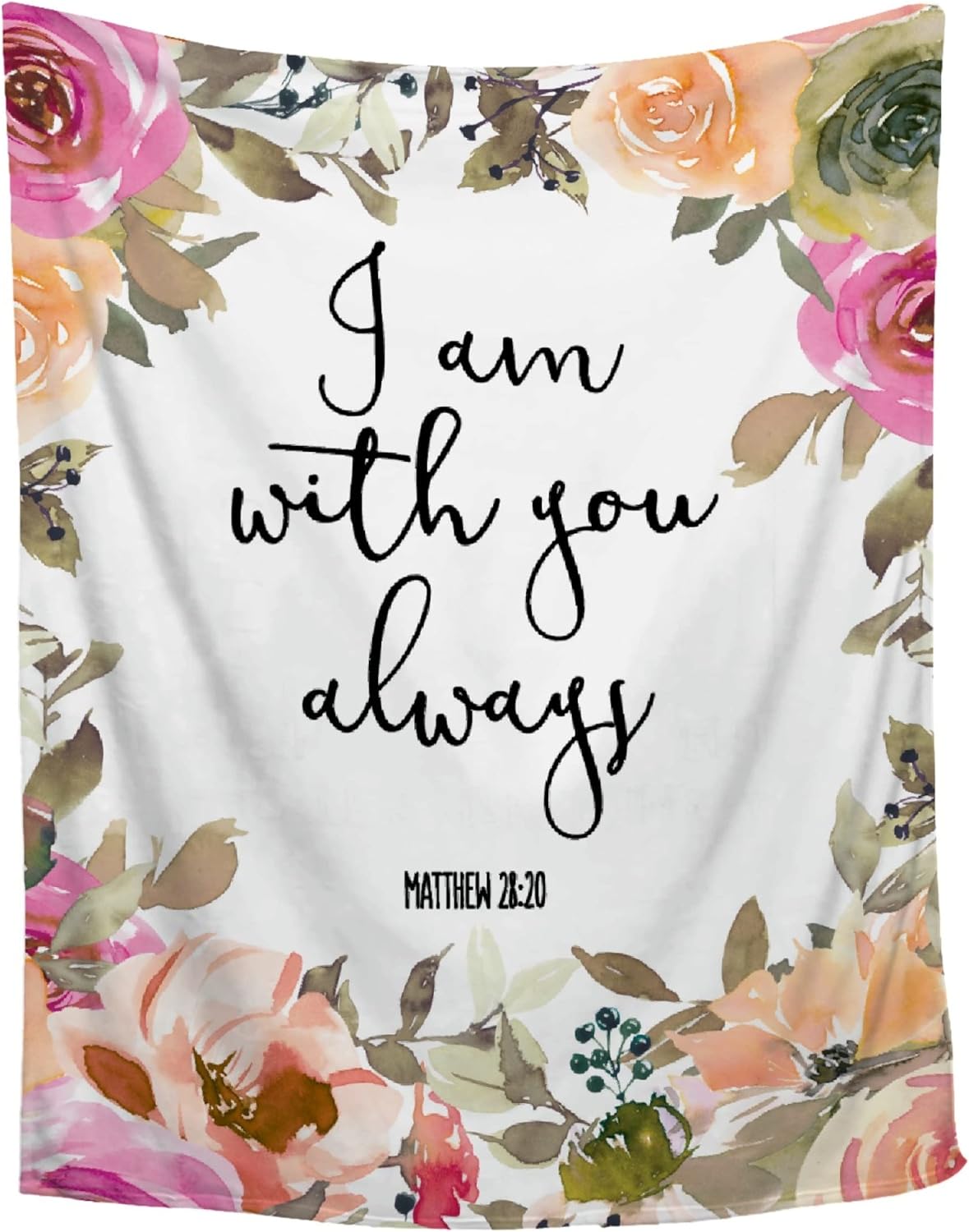 Briizy Manta de versículo bíblico  Manta con texto en inglés “I Am with You Always  Manta de oración cálida y esponjosa con las Escrituras para