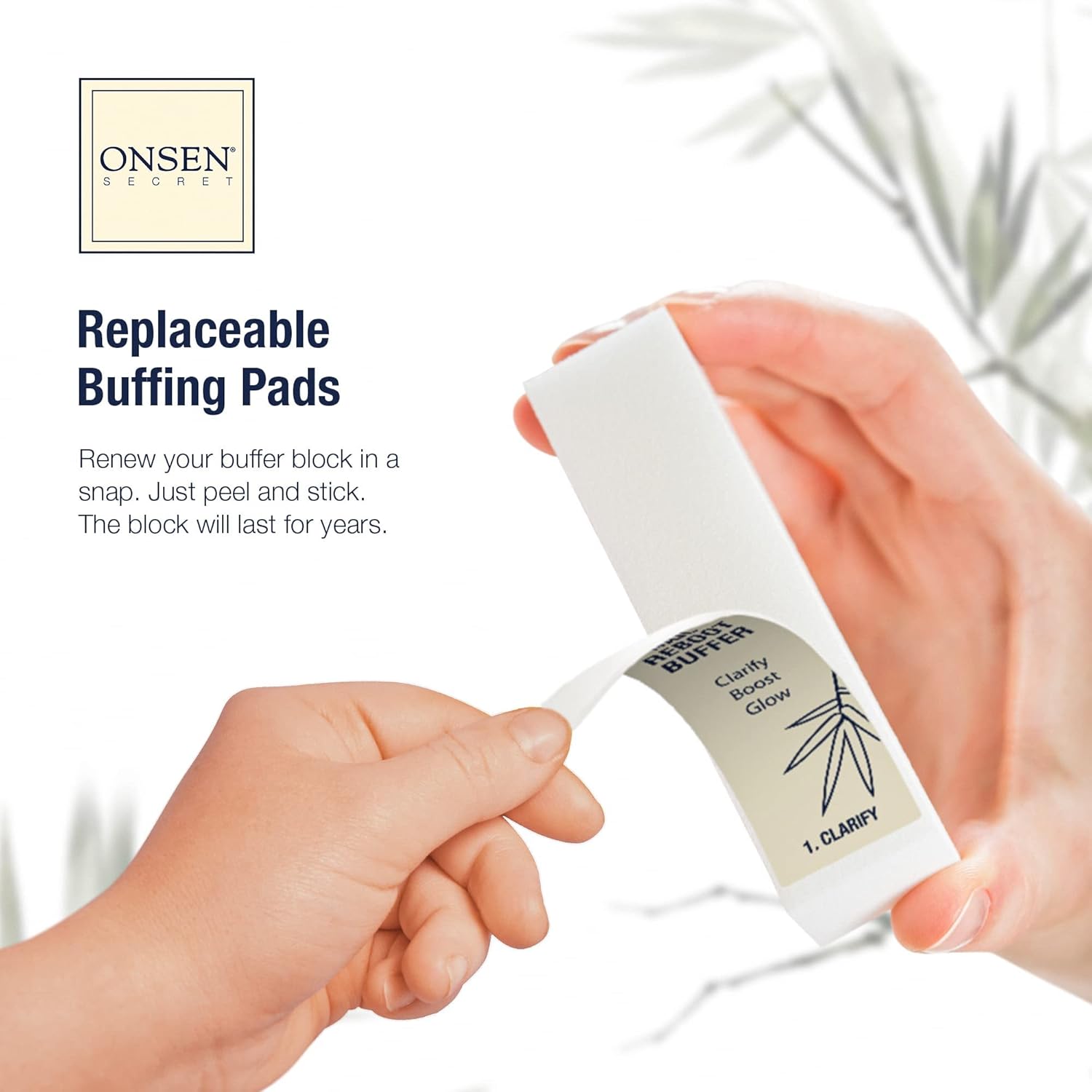 Onsen Secret Kit esencial de reinicio de uñas (aceite) lima de uñas profesional, bloque de pulido de uñas de 3 vías con almohadillas de repuesto
