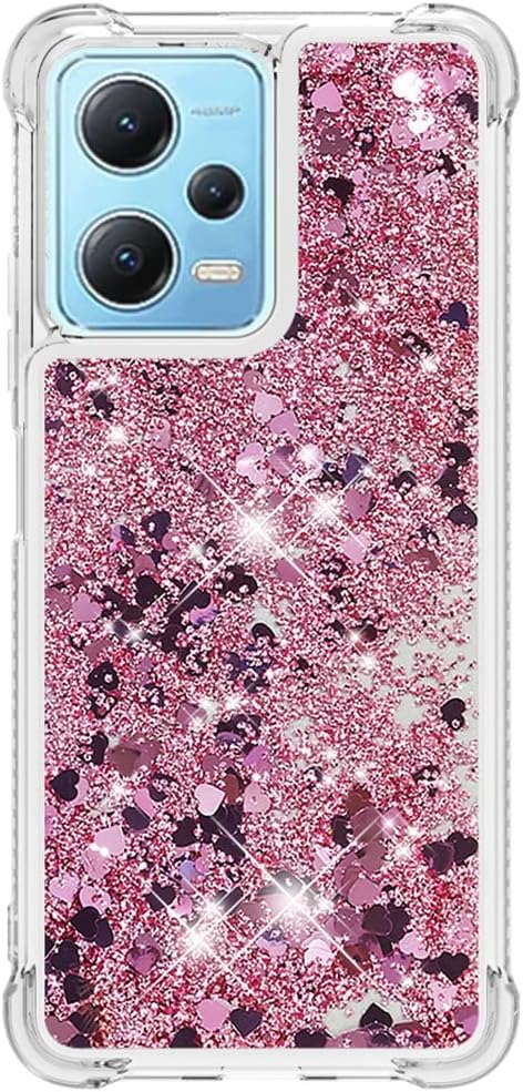 LSWT – Funda delgada para Redmi Note 12 4G, con efecto de arena movediza líquida con purpurina y lente de cámara y protección de pantalla para Redmi