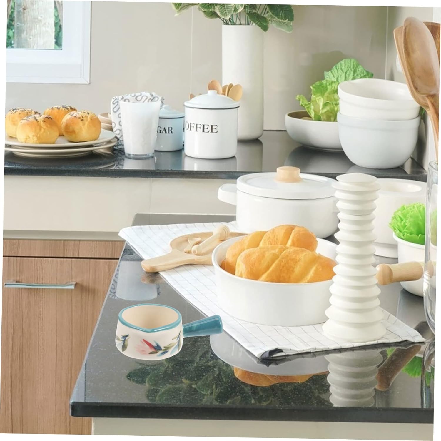 Homoyoyo Taza de leche de cerámica Calentadores de café Olla de fusión de mantequilla Bistec Mantequilla Tazón de cerámica Sartén pequeña Cacerola