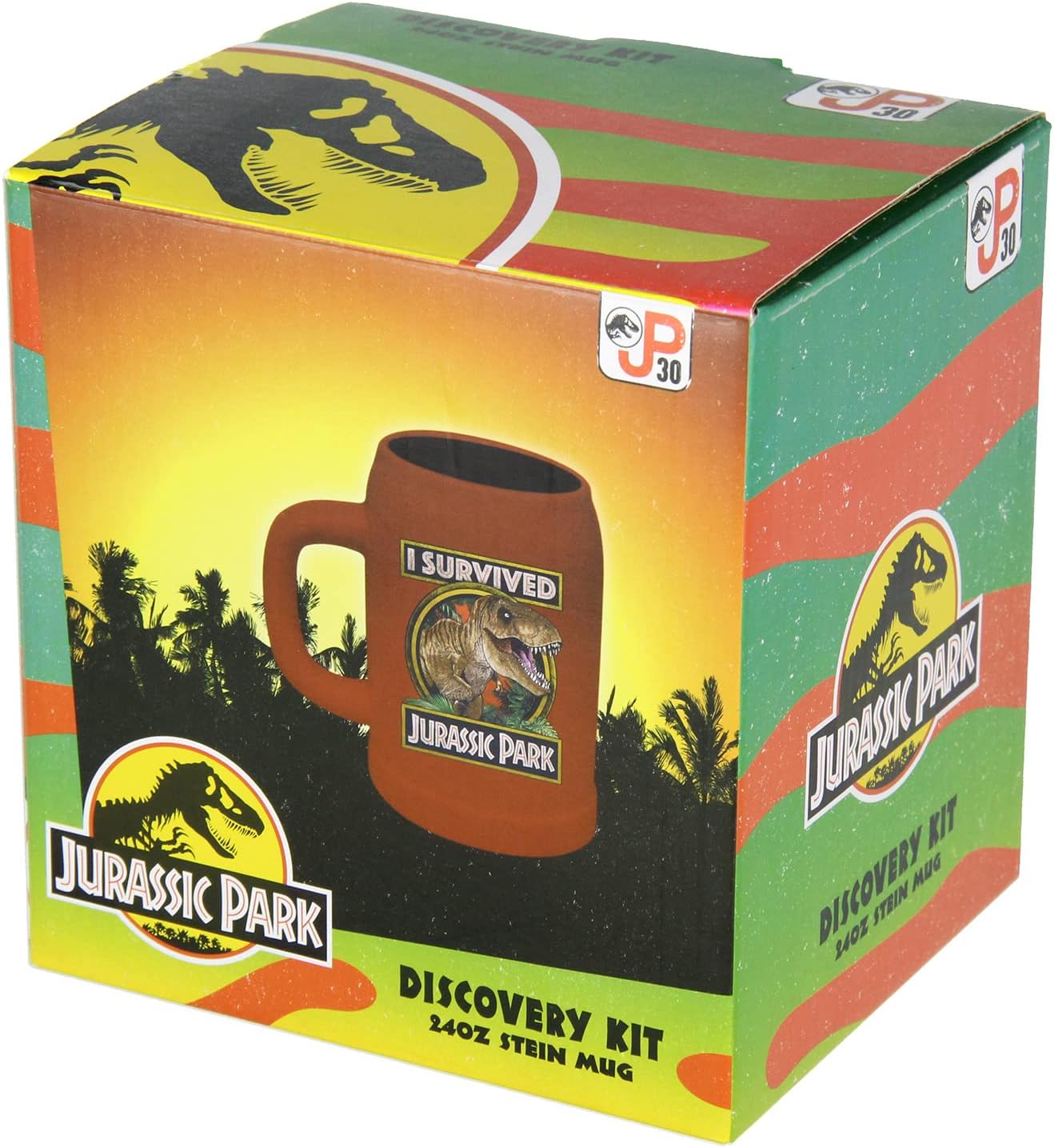 Seven Times Six Taza de café de cerámica con texto en inglés “I Survived Jurassic Park T-Rex, 24 onzas