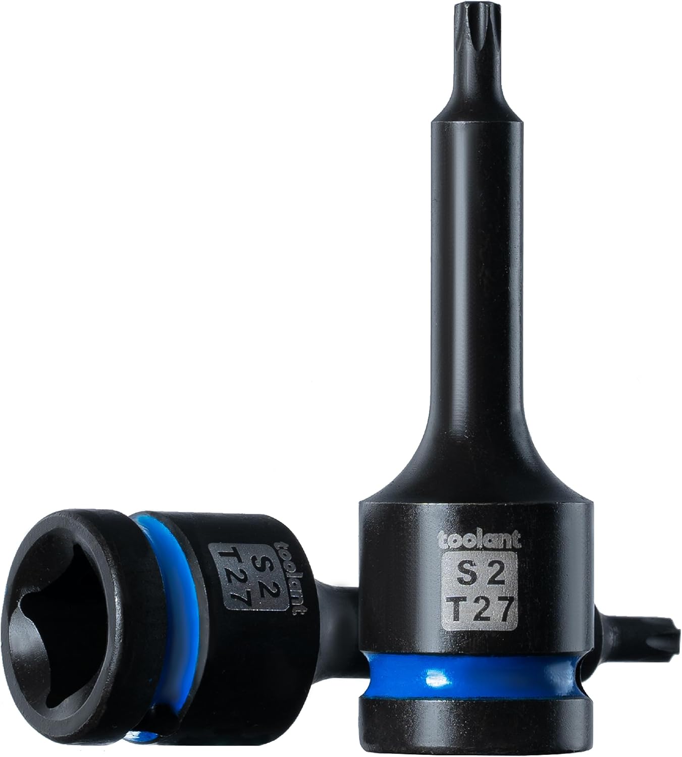 toolant Torx T27 – Juego de 2 llaves de vaso de impacto S2 de acero de 12 pulgada, puntas largas de alto impacto, juego de llaves profesionales y