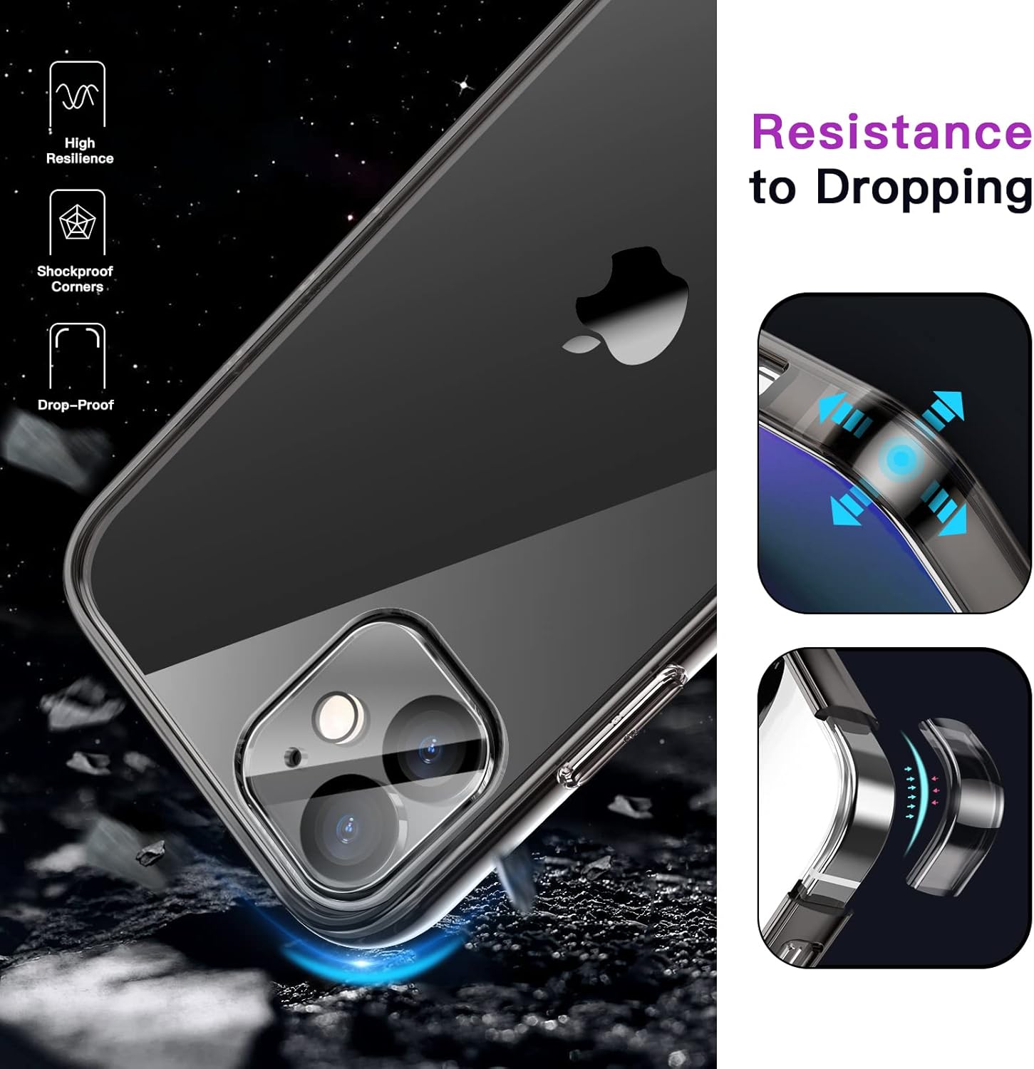 JETech Funda 3 en 1 para iPhone 12 Mini de 5.4 pulgadas, con 2 protectores de pantalla y 2 protectores de lente de cámara, película de vidrio