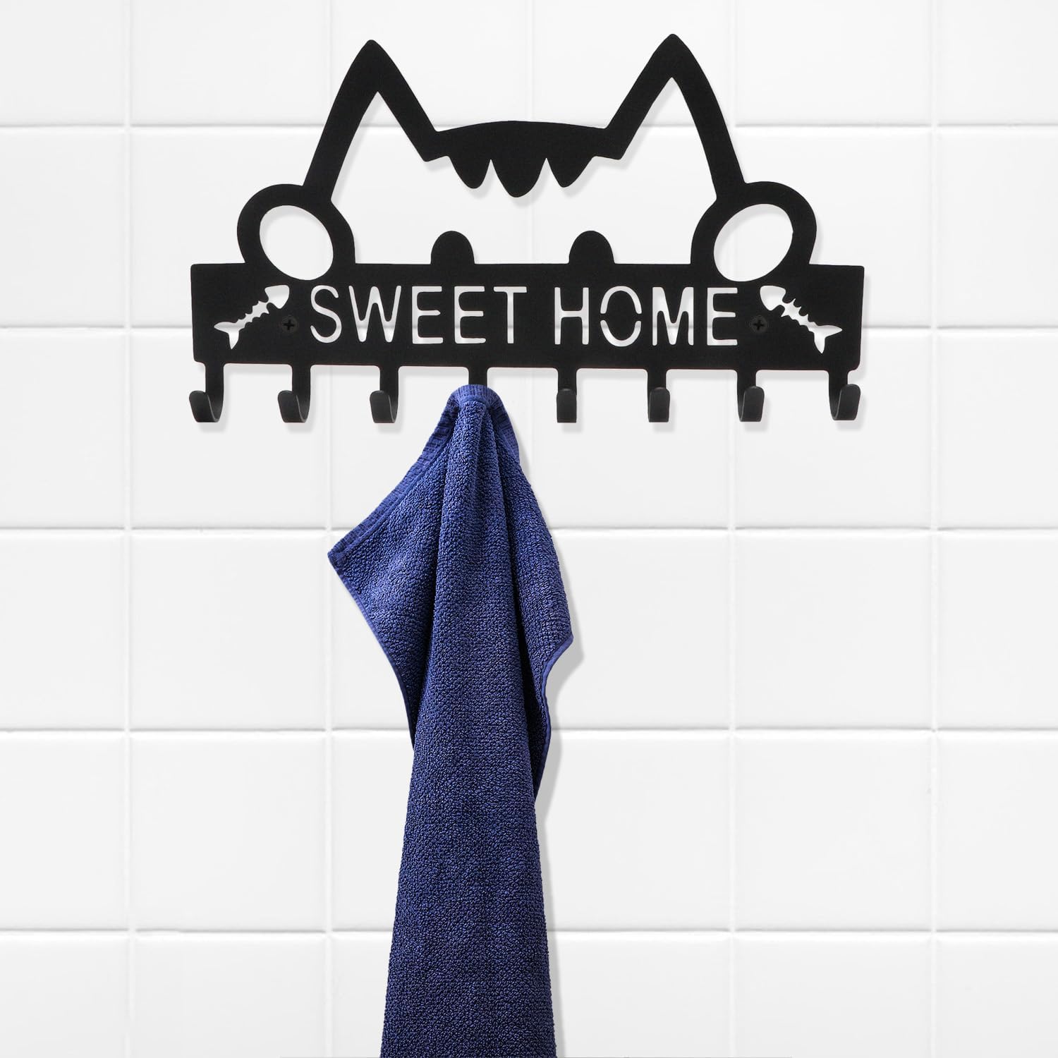 Soporte para llaves de gato para pared, decorativo, moderno, gancho para abrigos, lindo baño, decoración de pared para puerta delantera, entrada,