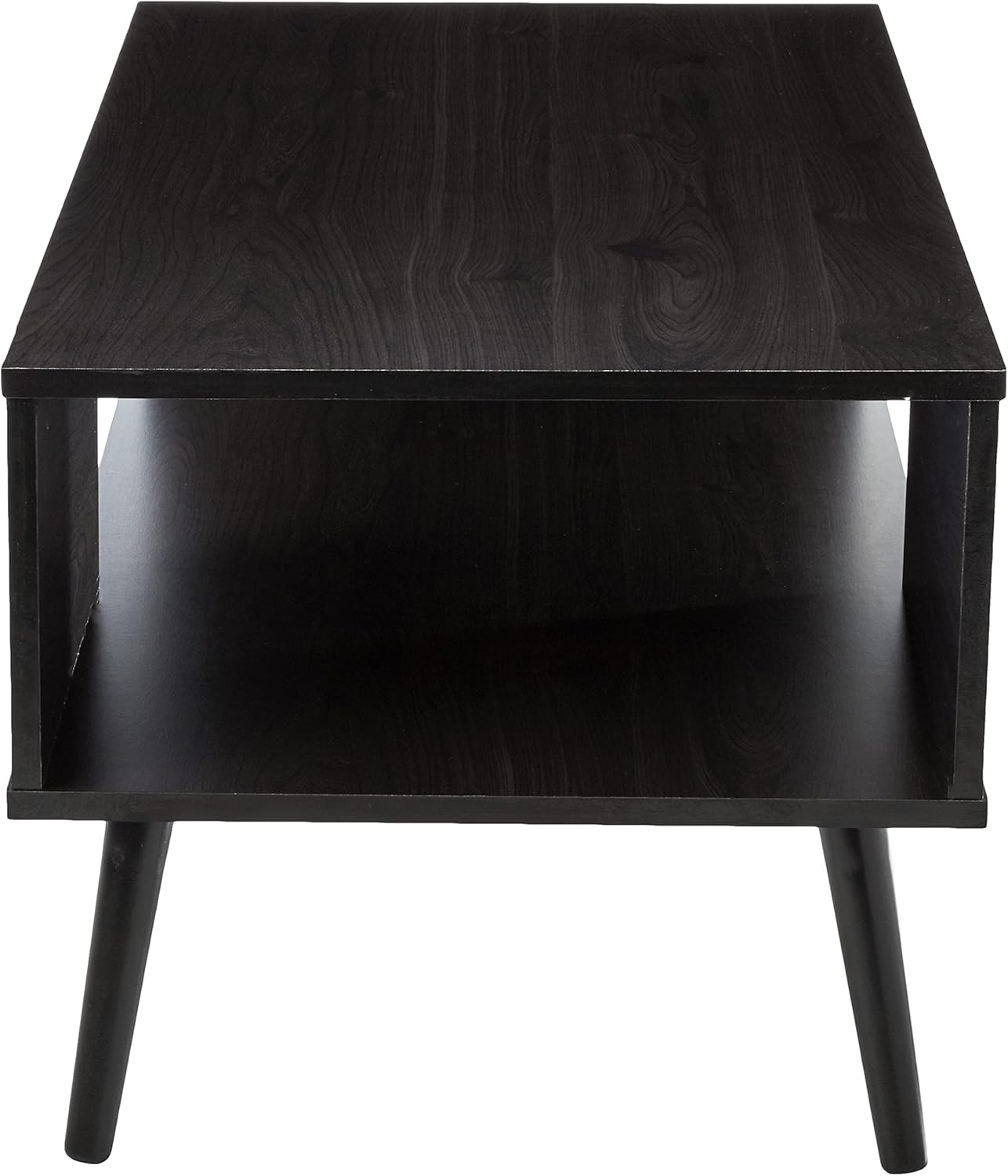 Furinno Claude – Mesa de centro estilo mediados de siglo con patas de madera, color espresso grande sin elevación